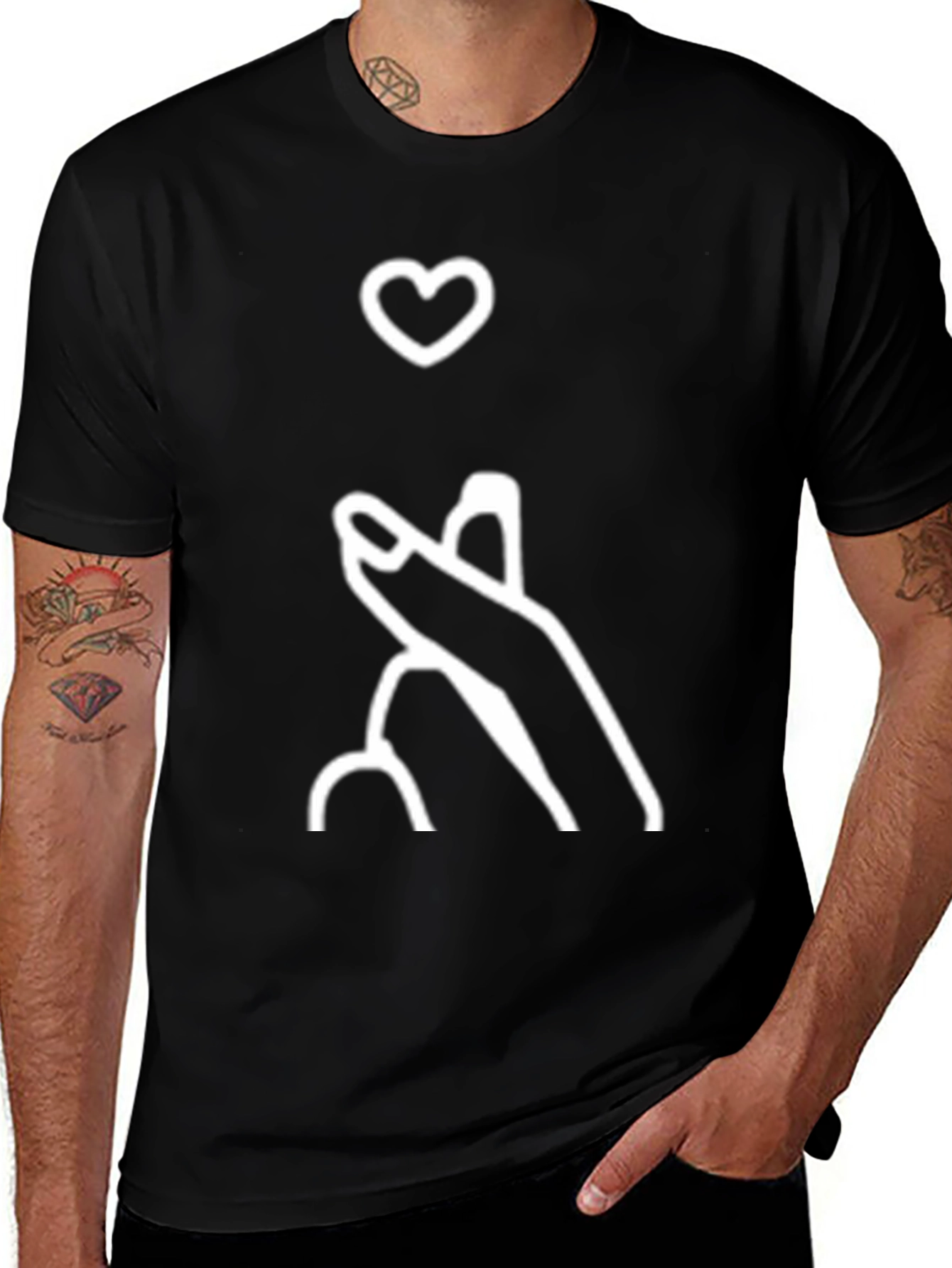 Black Heart Gesture Graphic Tee - Express Your Love! main image