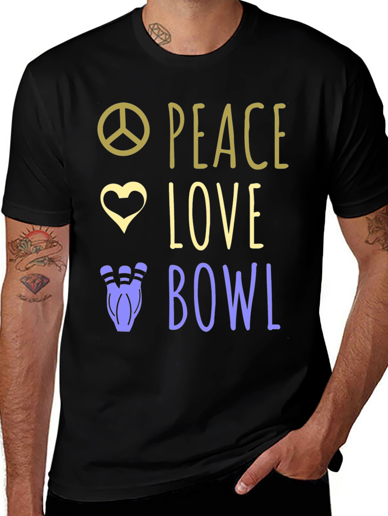 Variant 21 of Peace Love Bowl T-Shirt Bowling Gift