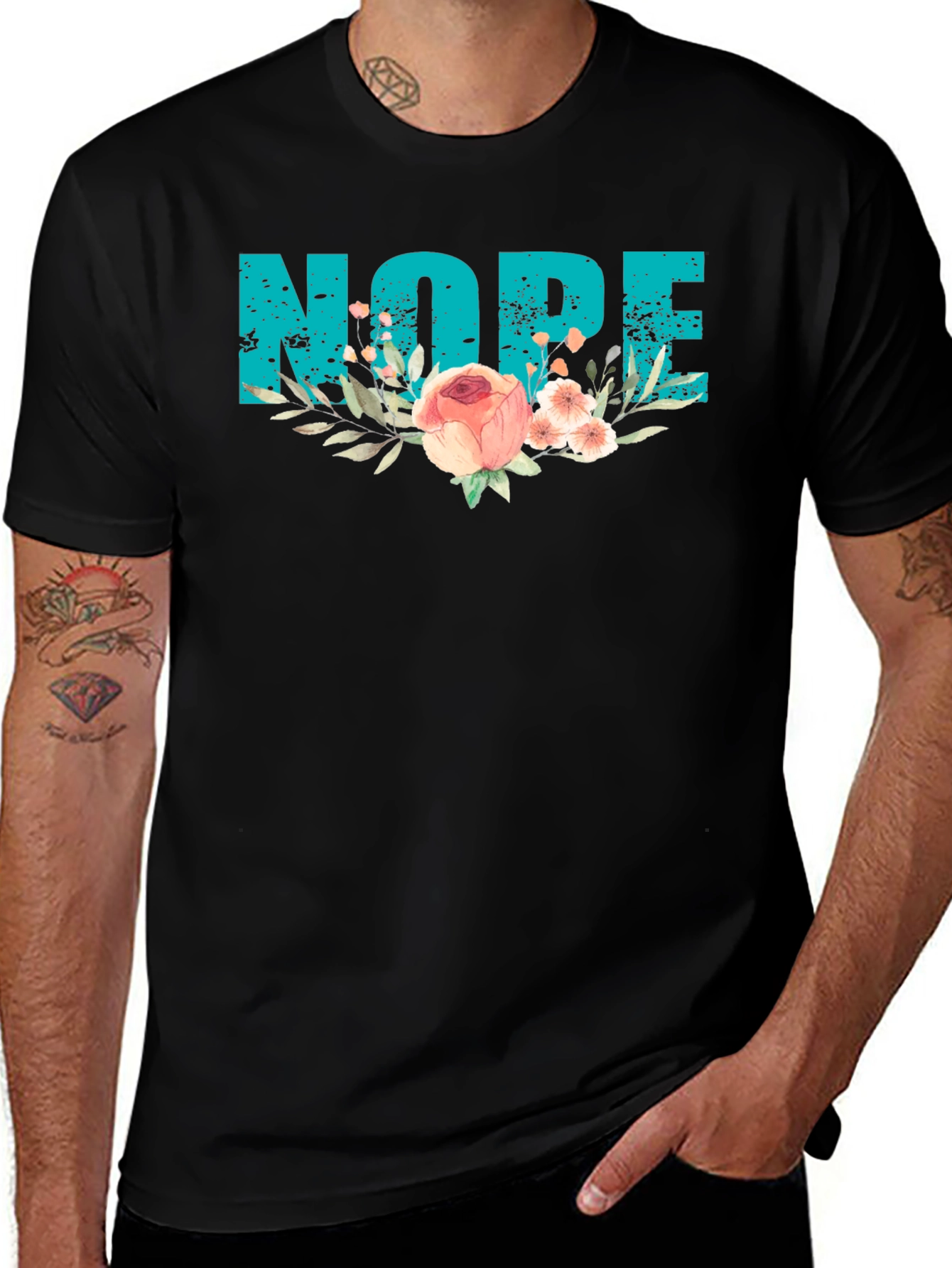 Variant 21 of Floral Nope Graphic T-Shirt