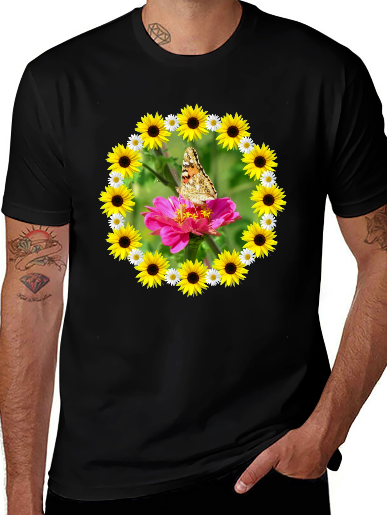 Variant 5 of Butterfly & Floral Wreath Graphic Tee