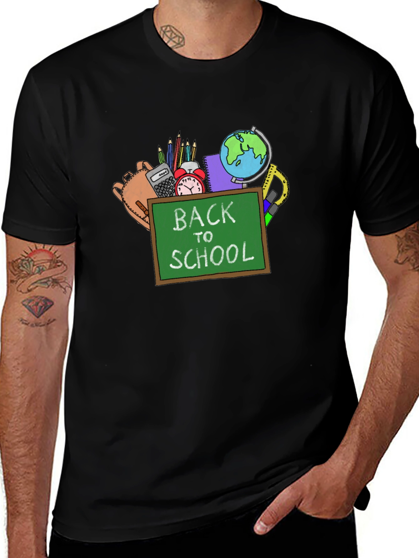 Variant 9 of Back to School Graphic Tee - Black Cotton T-Shirt