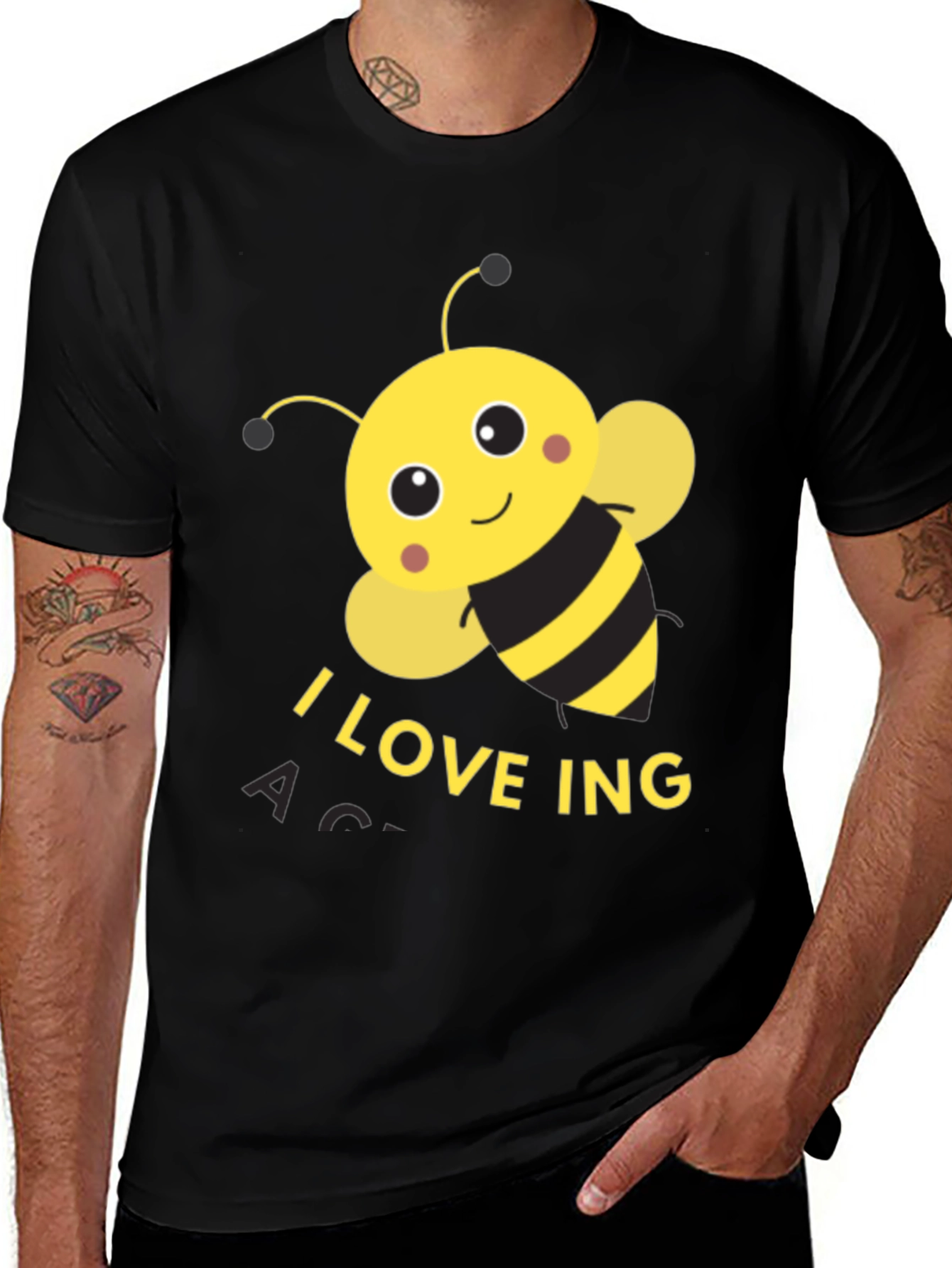 Variant 20 of I Love Bee-ing Active Black T-Shirt
