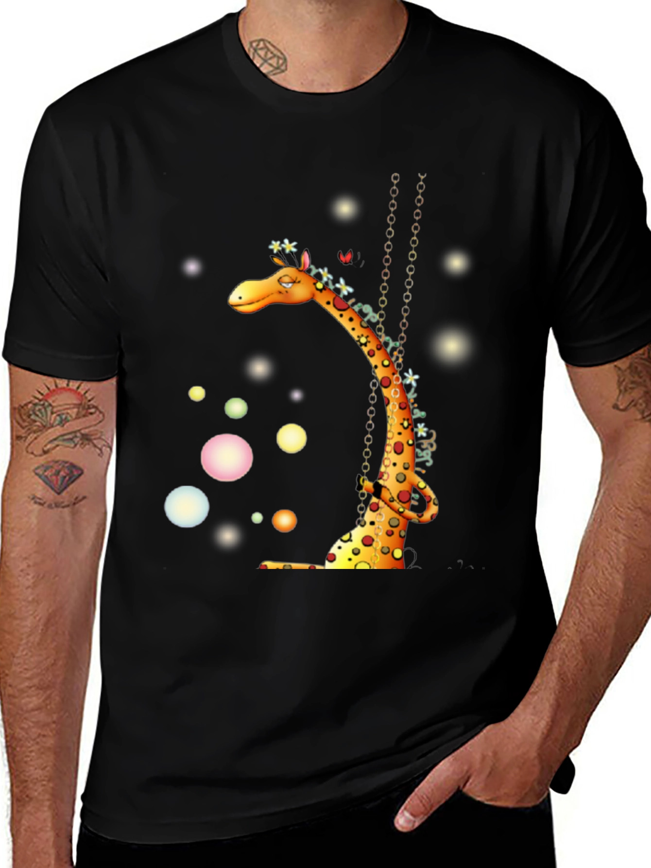 Variant 16 of Giraffe Swing Graphic Tee - Fun Black T-Shirt