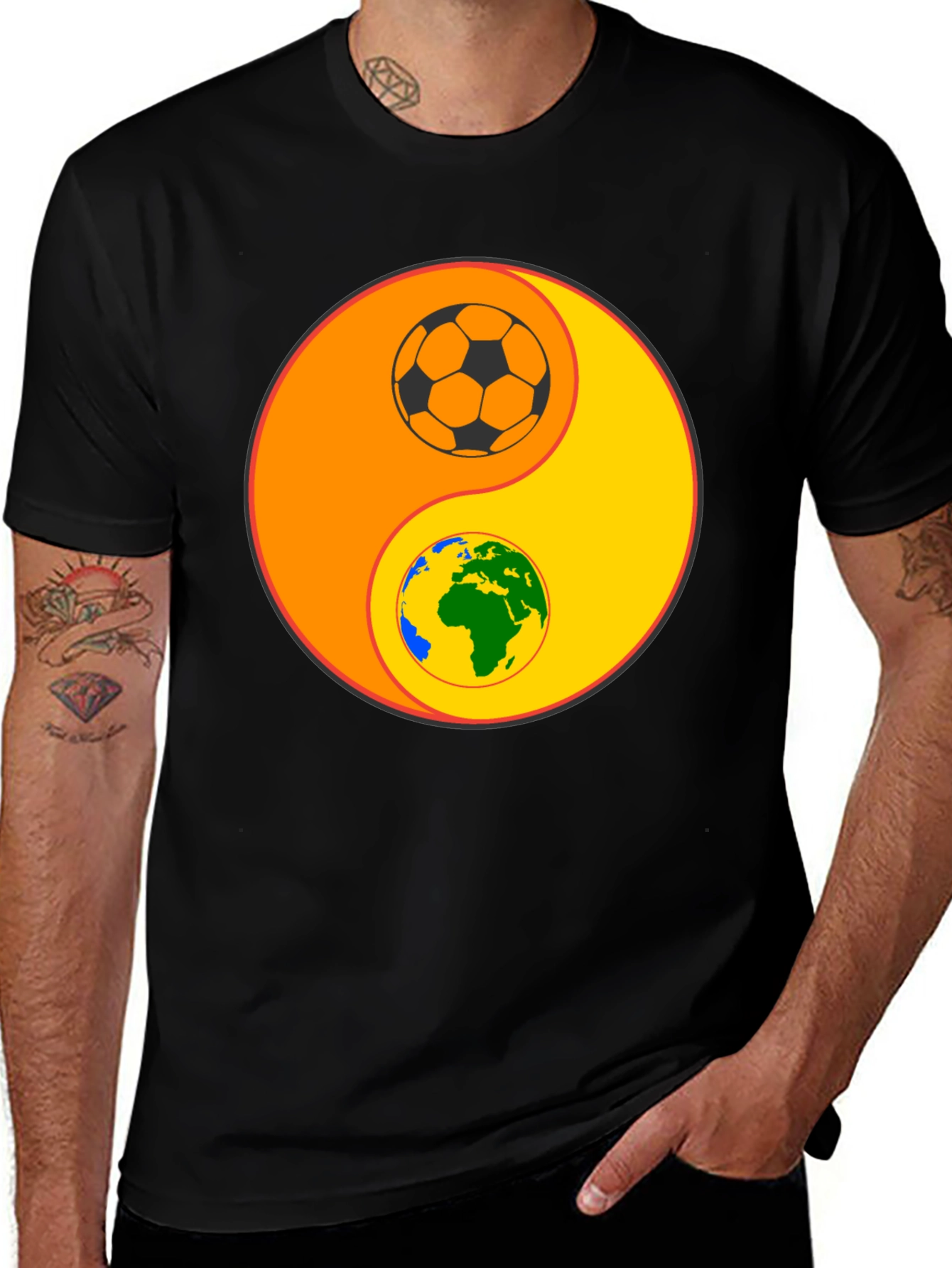 Variant 14 of Yin Yang Earth & Soccer T-Shirt