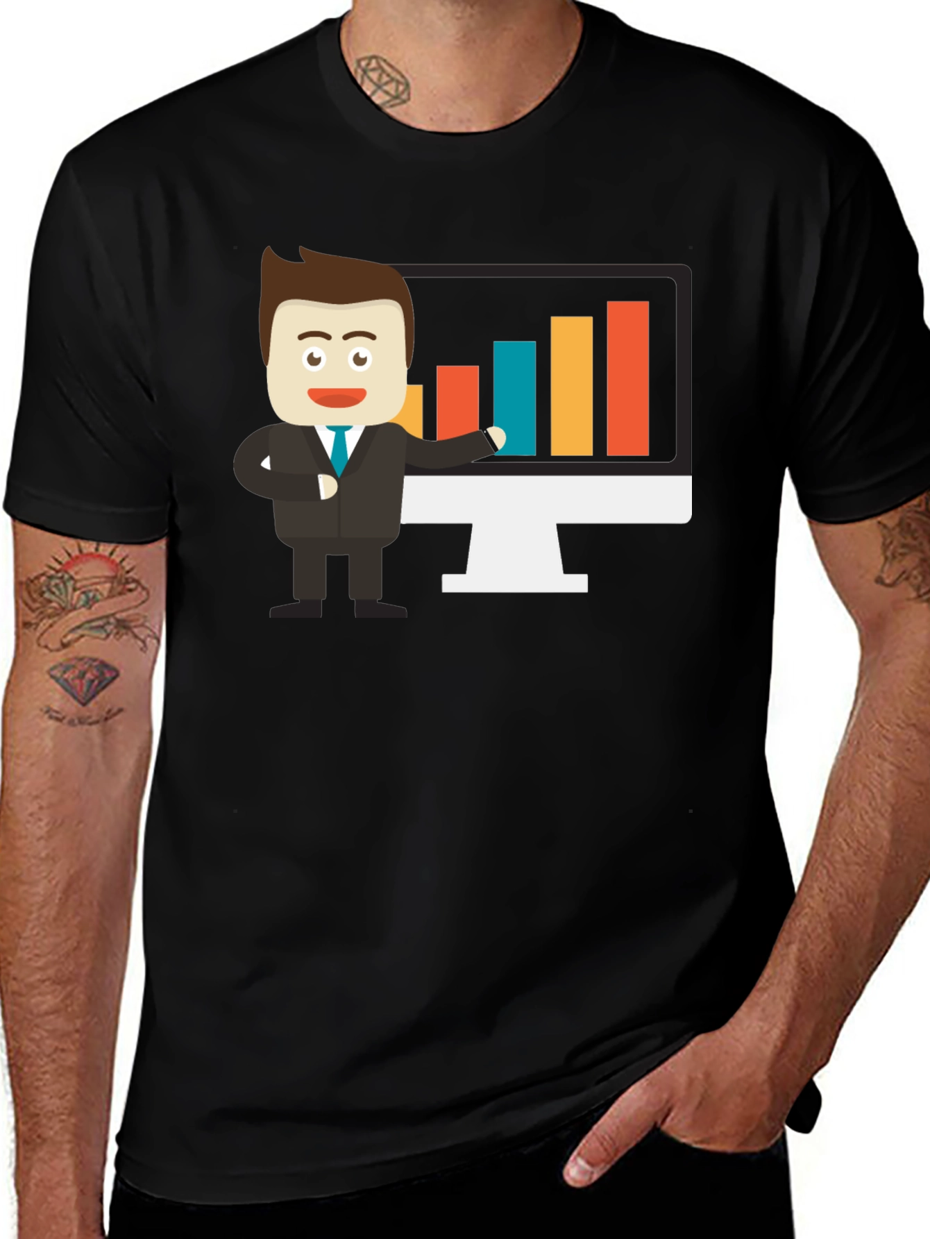 Variant 3 of Cartoon Business Man Graph T-Shirt