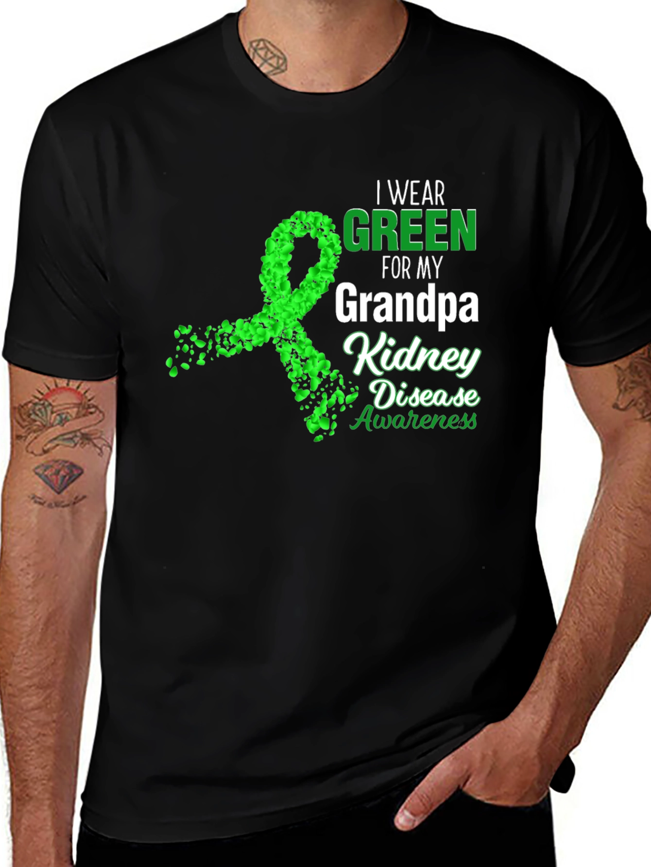 Variant 17 of Green Ribbon Kidney Disease Awareness T-Shirt
