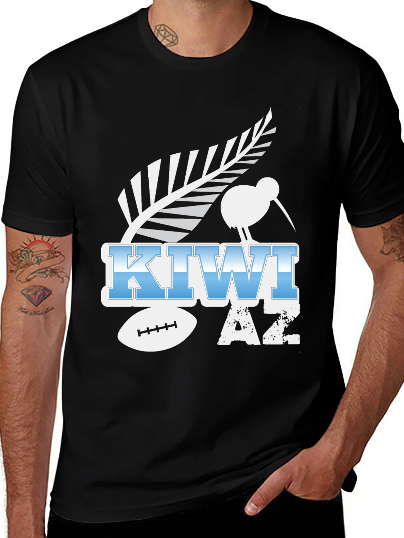 Kiwi AZ T-Shirt - New Zealand Rugby Style Black Tee