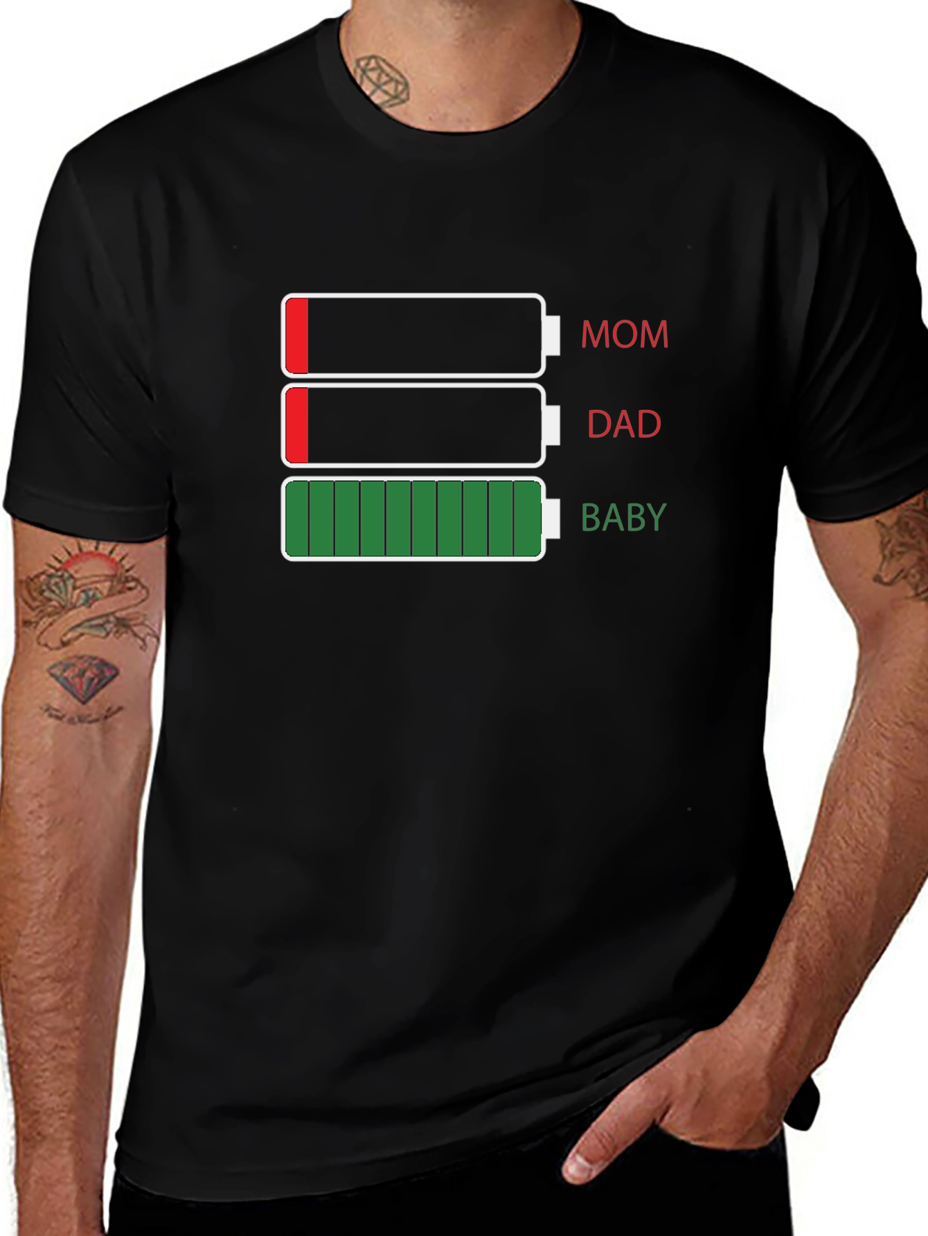 Variant 6 of Battery Life Family T-Shirt - Funny Graphic Tee