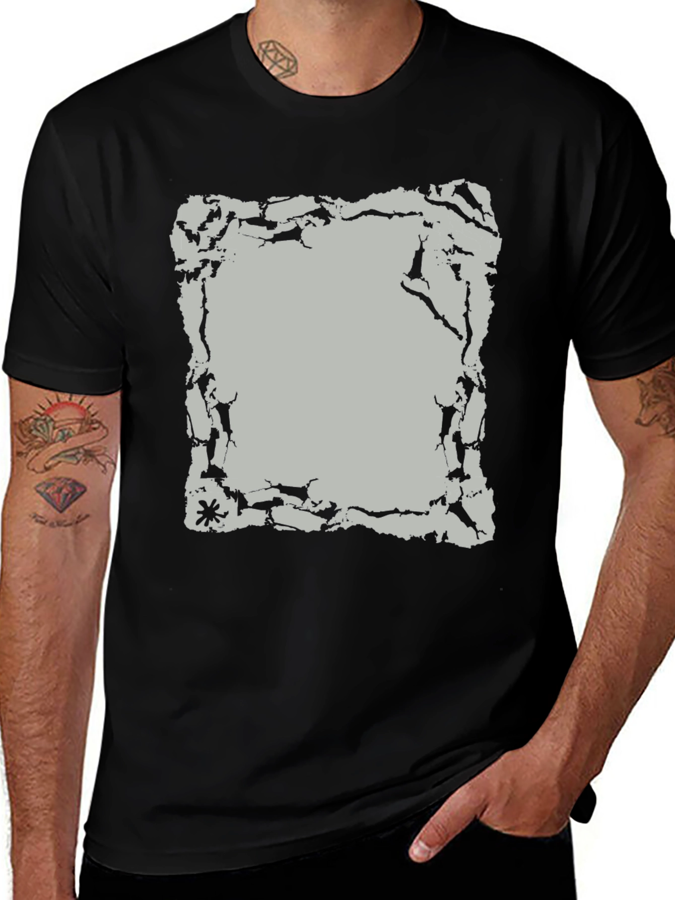 Variant 19 of Abstract Graphic Print Black Crew Neck T-Shirt