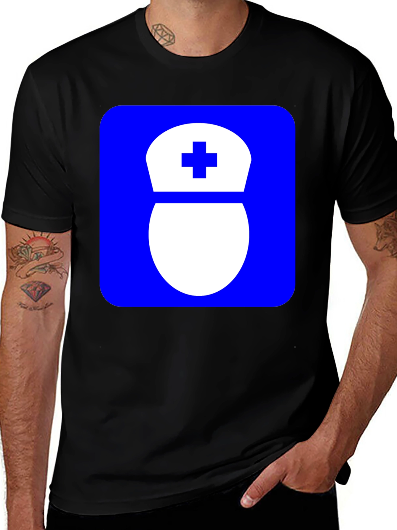 Variant 24 of Nurse Hat Graphic Tee - Black Cotton T-Shirt