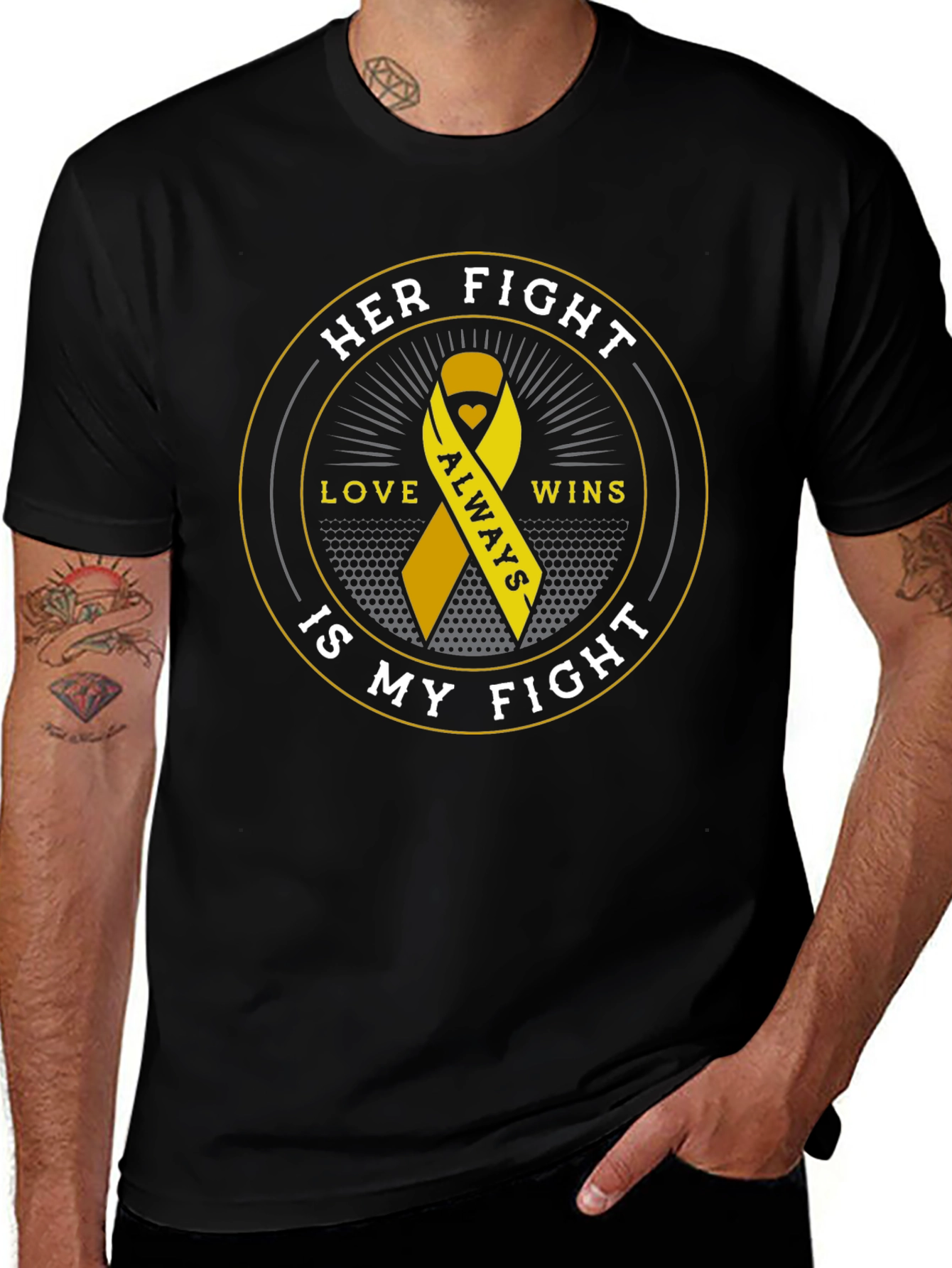 Variant 6 of Her Fight is My Fight Awareness Ribbon T-Shirt