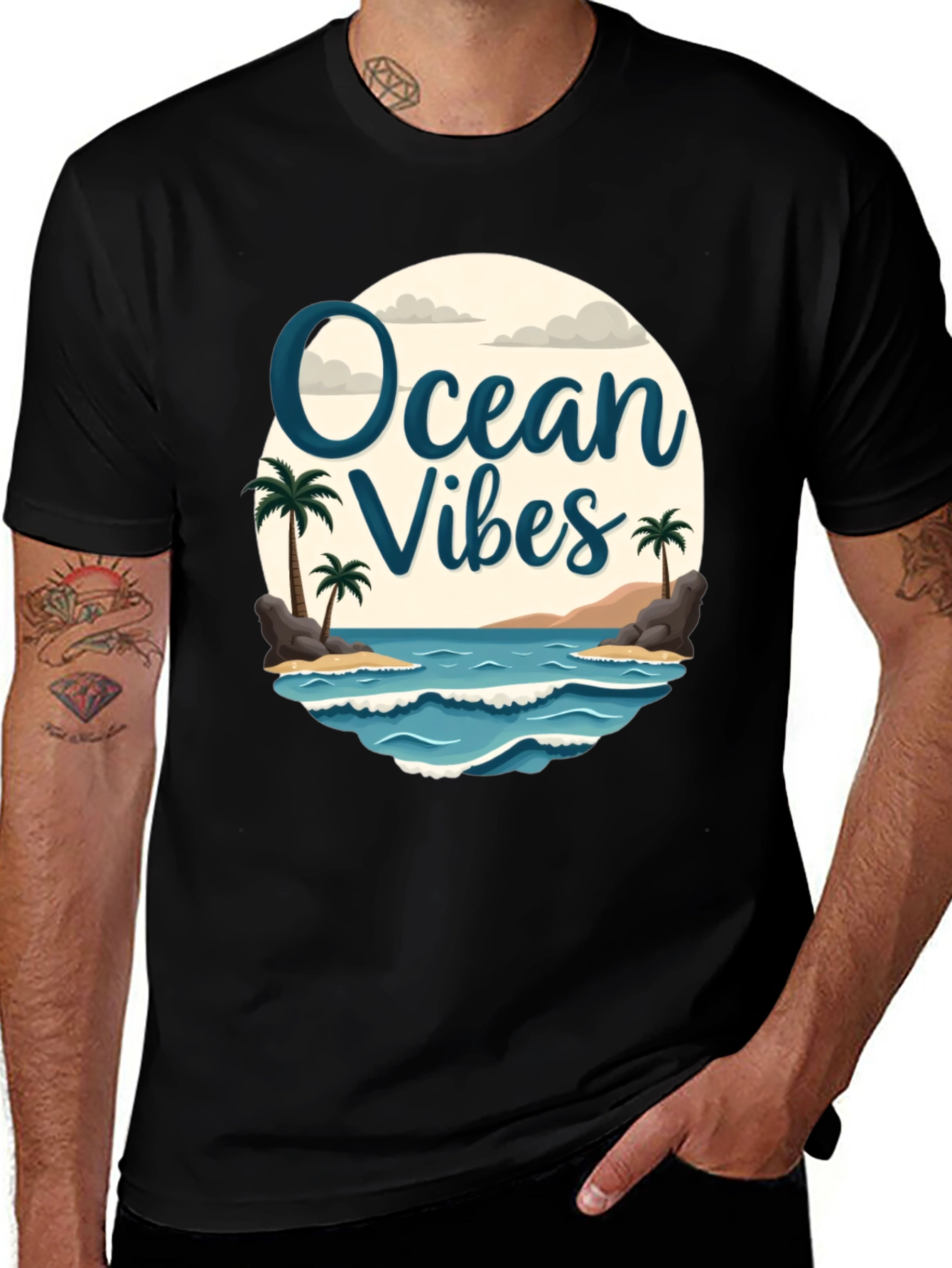 Variant 24 of Ocean Vibes T-Shirt - Island Beach Design