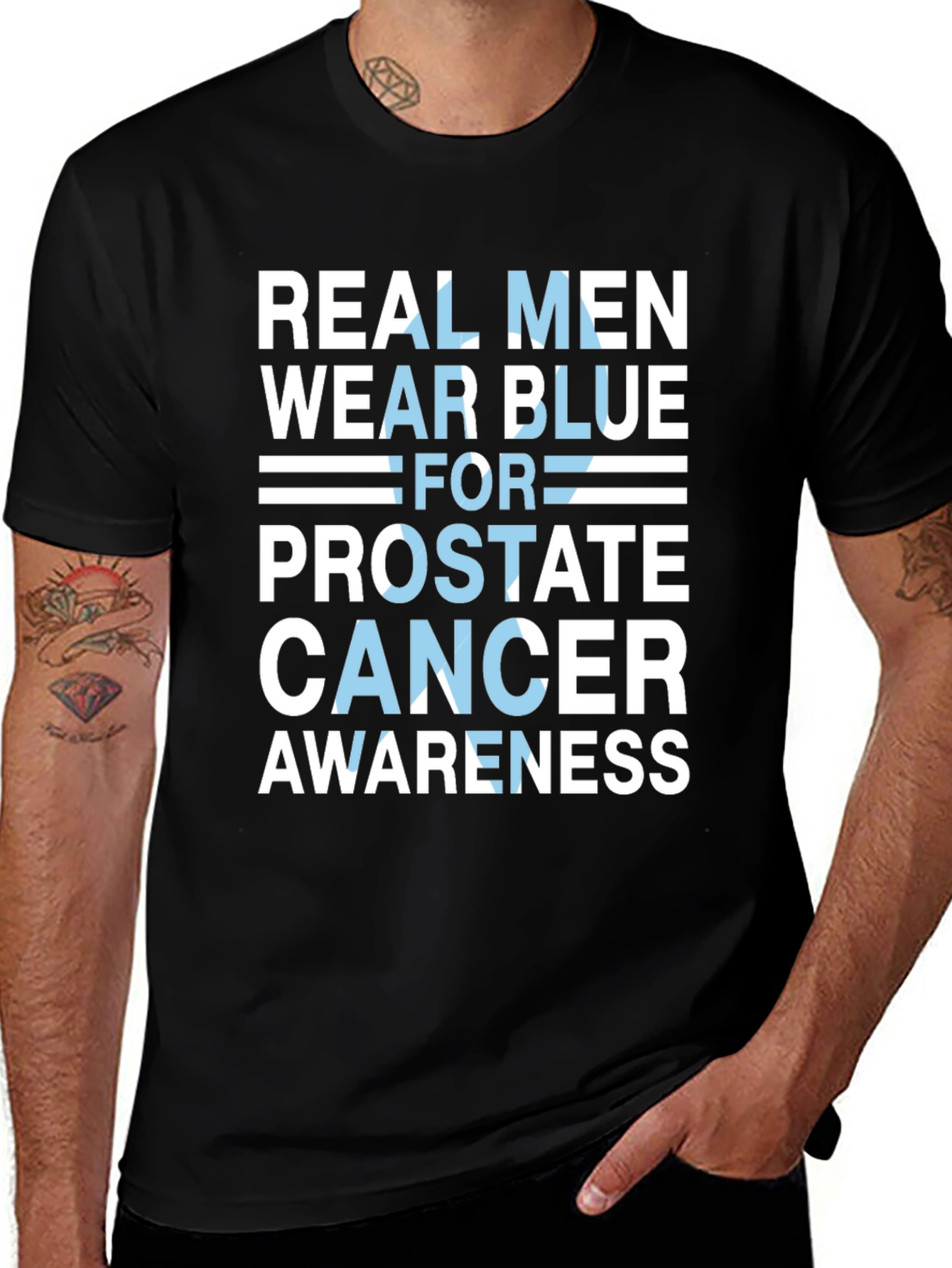 Real Men Wear Blue Prostate Cancer Awareness T-Shirt