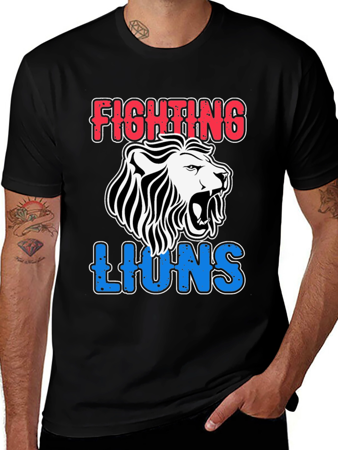Variant 23 of Fighting Lions Graphic T-Shirt - Black