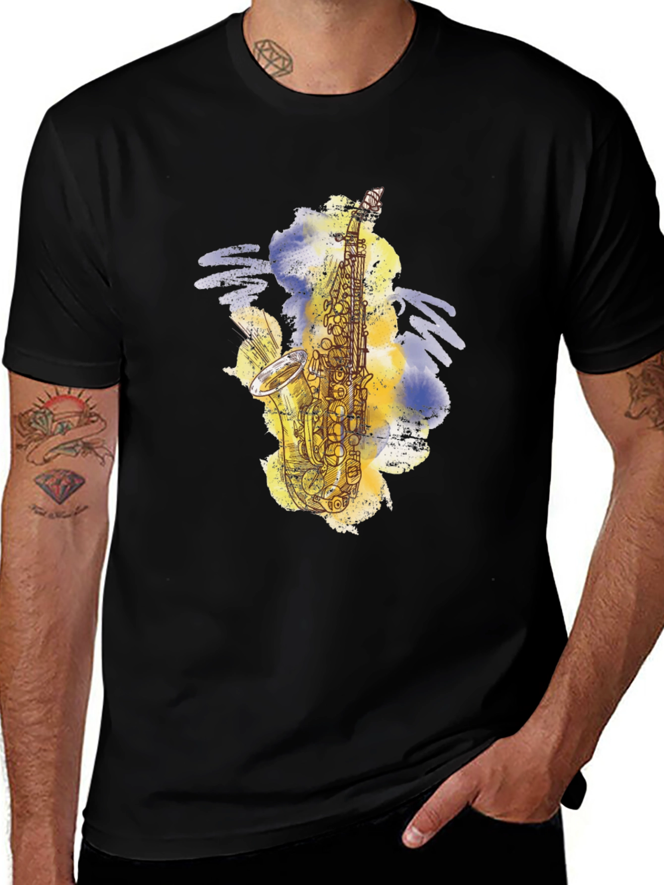 Variant 22 of Saxophone Art Print Black T-Shirt
