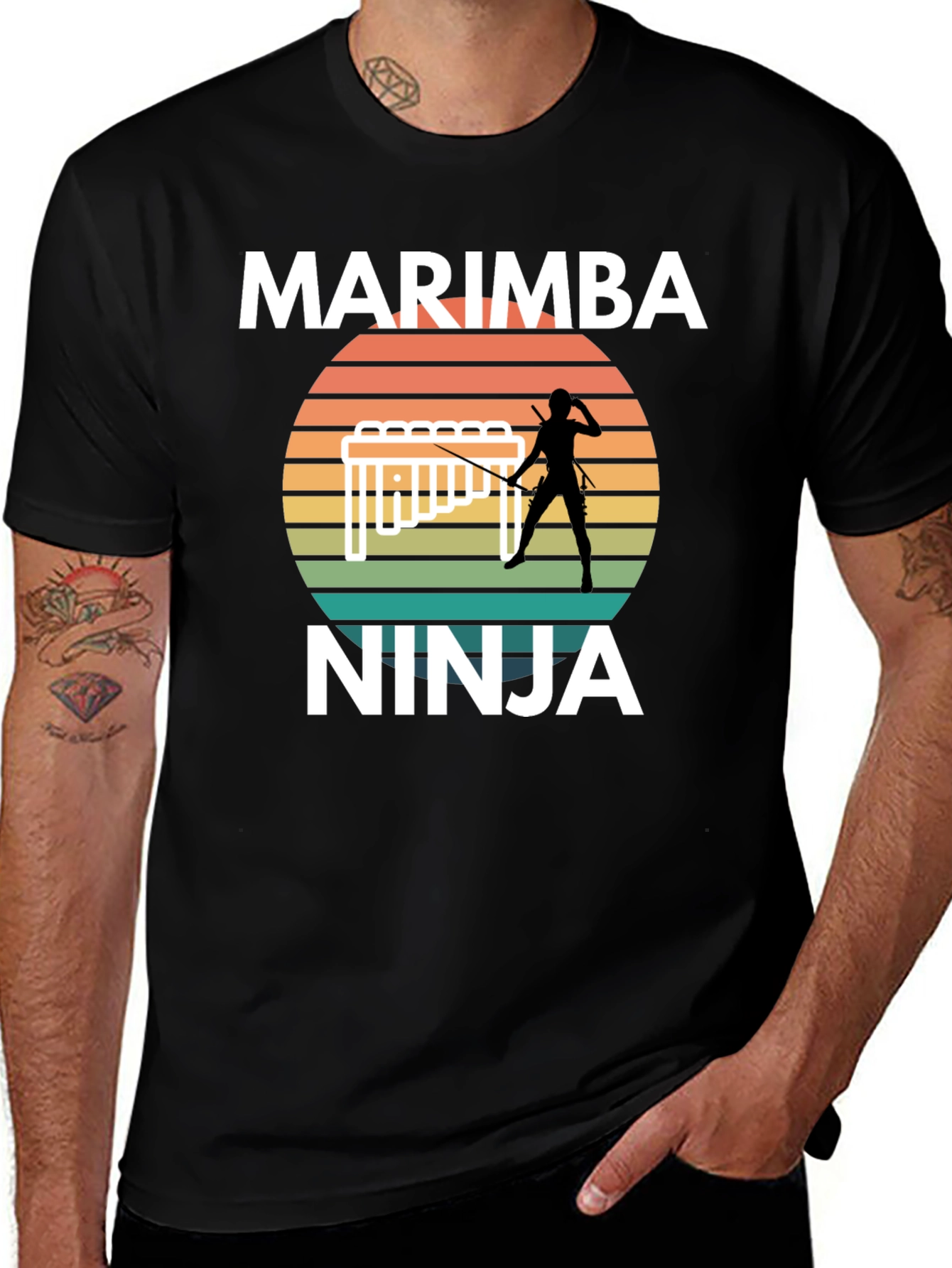 Variant 14 of Marimba Ninja Graphic T-Shirt - Musical Martial Arts Tee