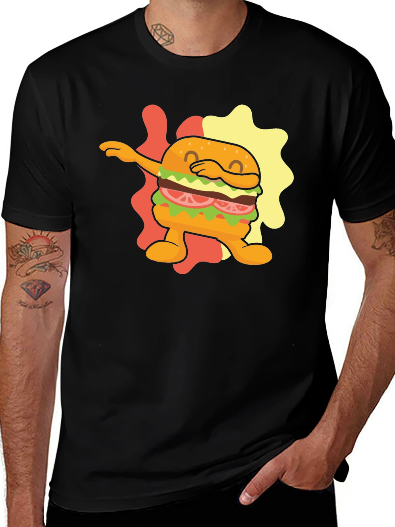 Variant 20 of Dabbing Burger Graphic Tee - Novelty Food T-Shirt