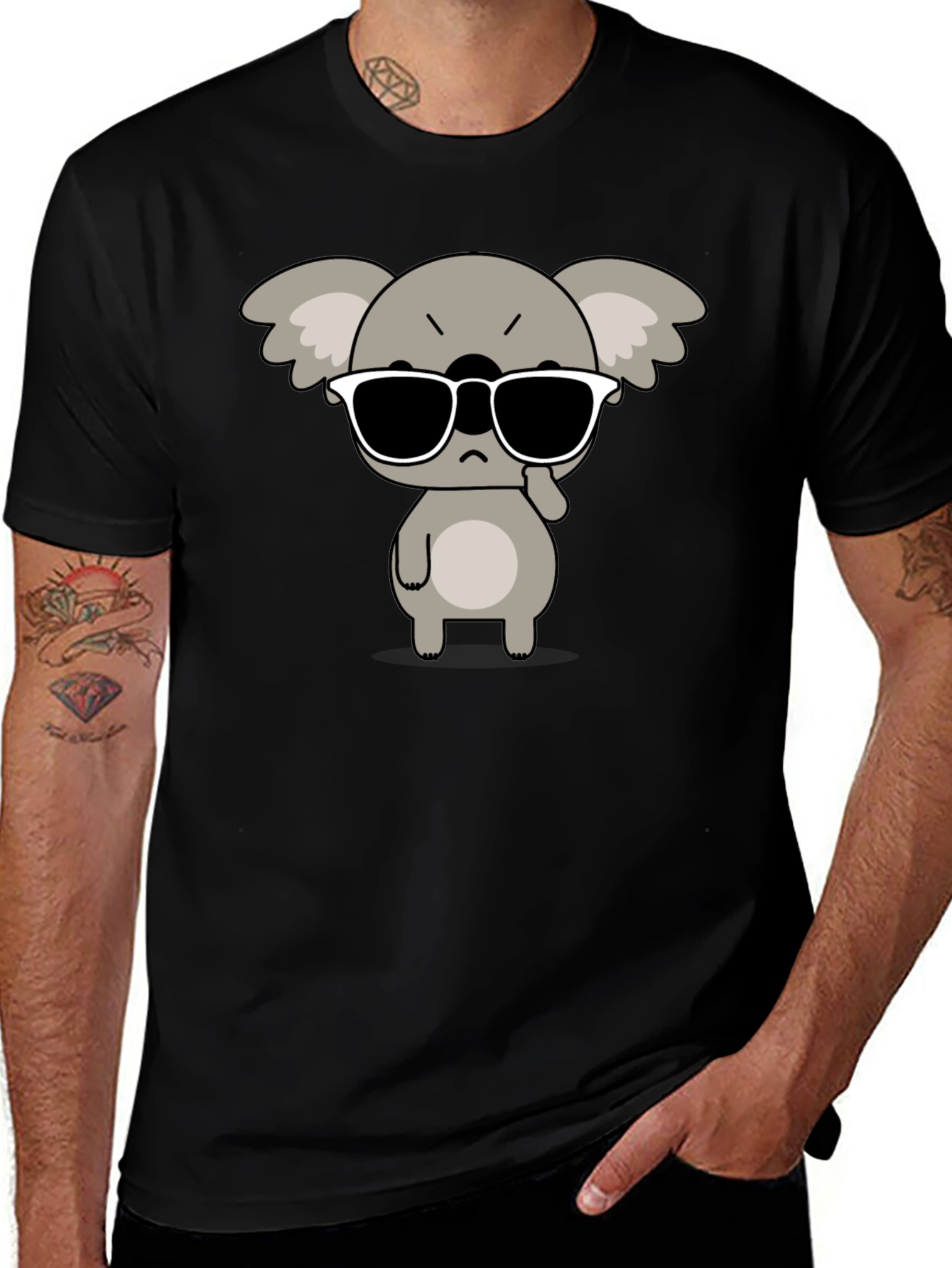 Variant 30 of Cool Koala Tee - Men's Black Graphic T-Shirt