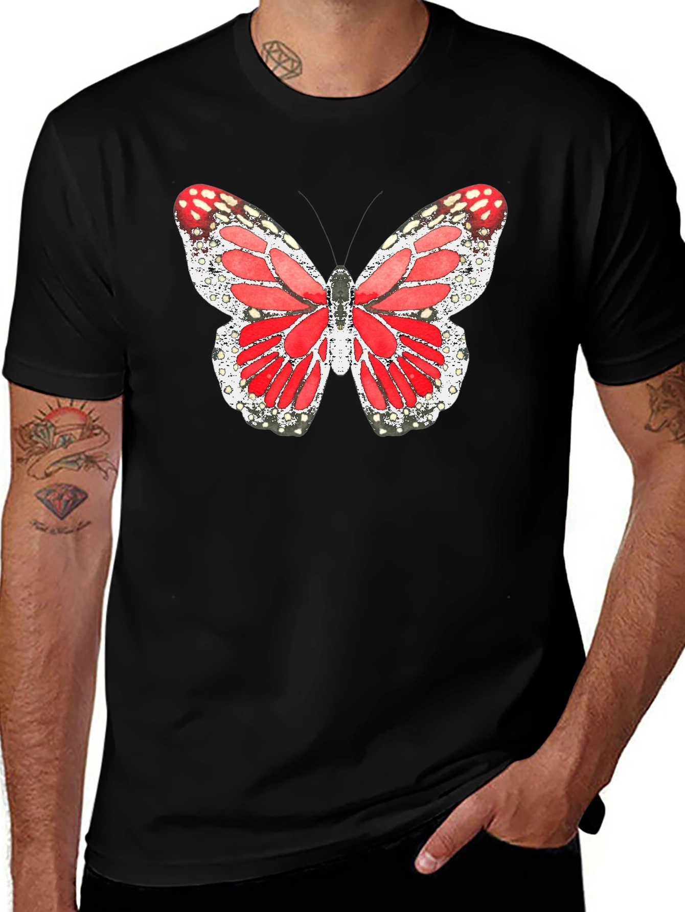 Variant 19 of Butterfly Graphic Tee - Men's Black T-Shirt