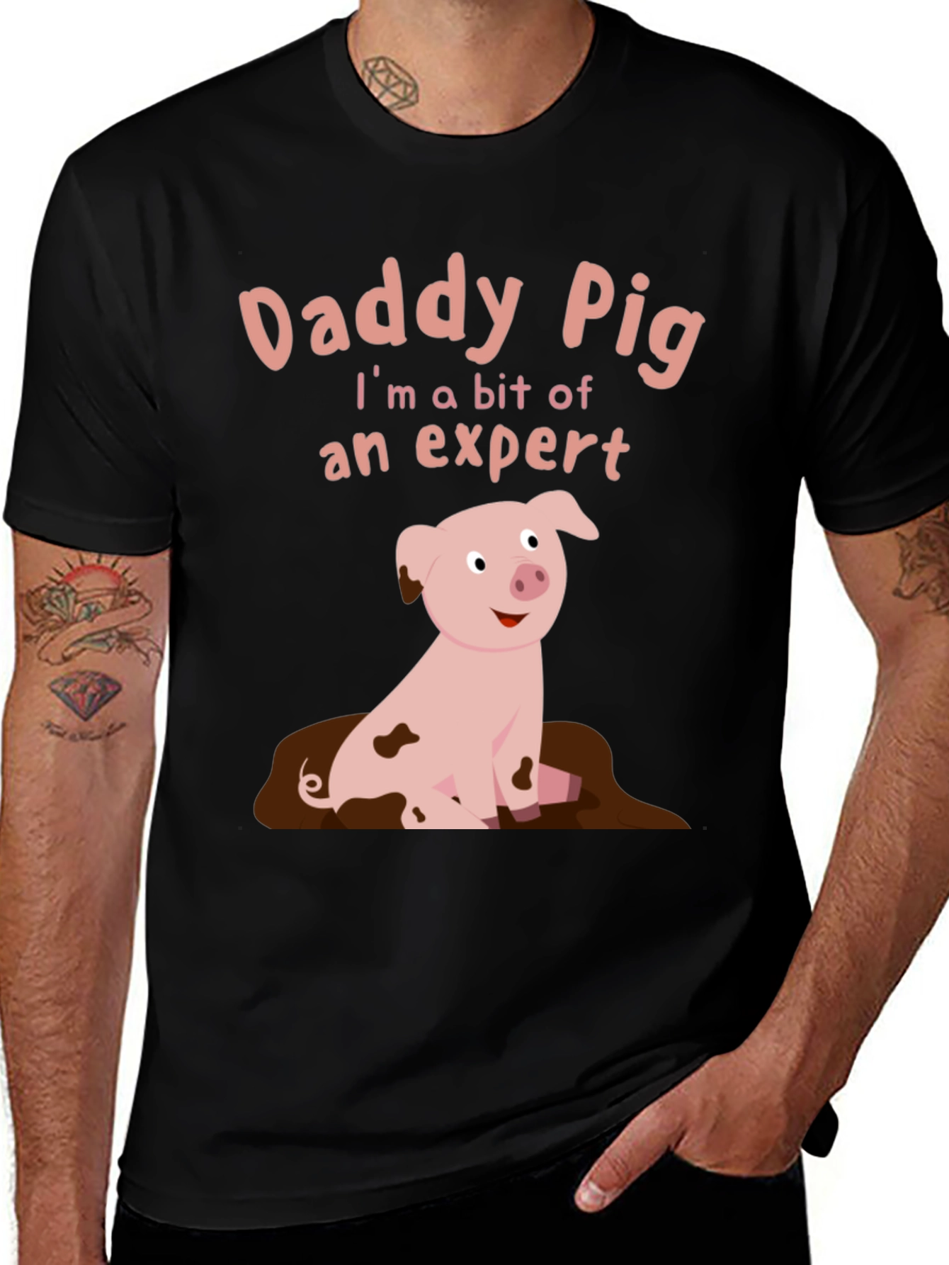 Daddy Pig Expert T-Shirt - Black Cotton Tee