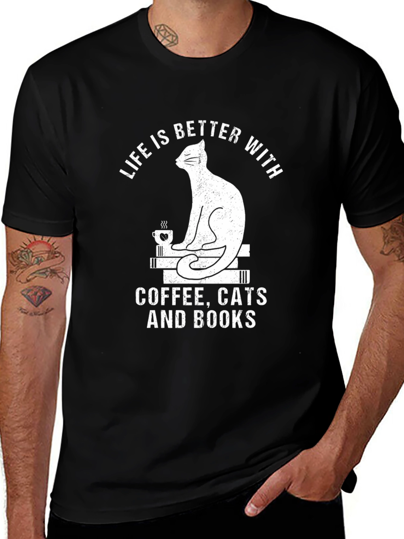 Variant 15 of Life Is Better With Coffee, Cats, and Books T-Shirt