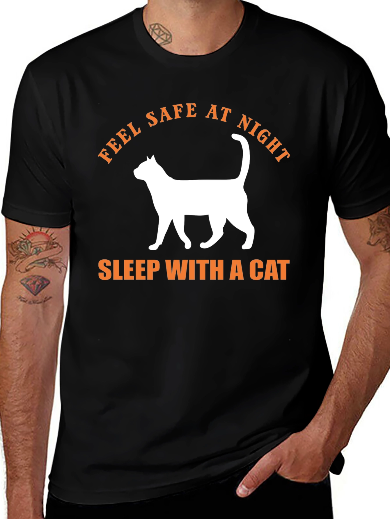 Variant 19 of Feel Safe at Night Cat T-Shirt