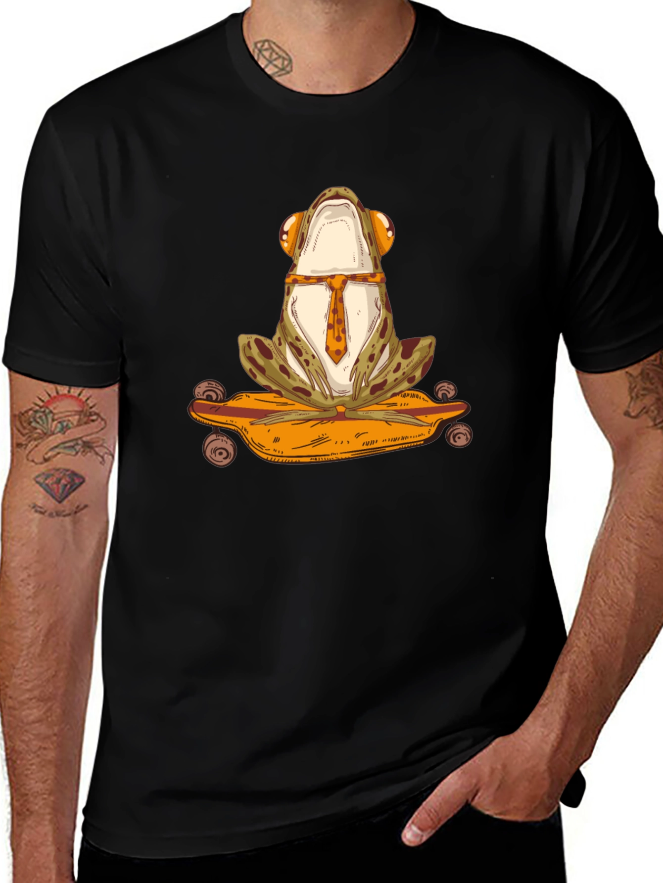 Variant 18 of Frog on Skateboard Graphic Tee - Black Cotton T-Shirt