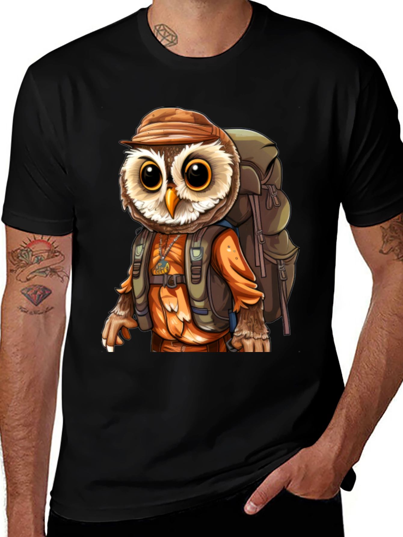 Variant 17 of Owl Hiker T-Shirt - Black