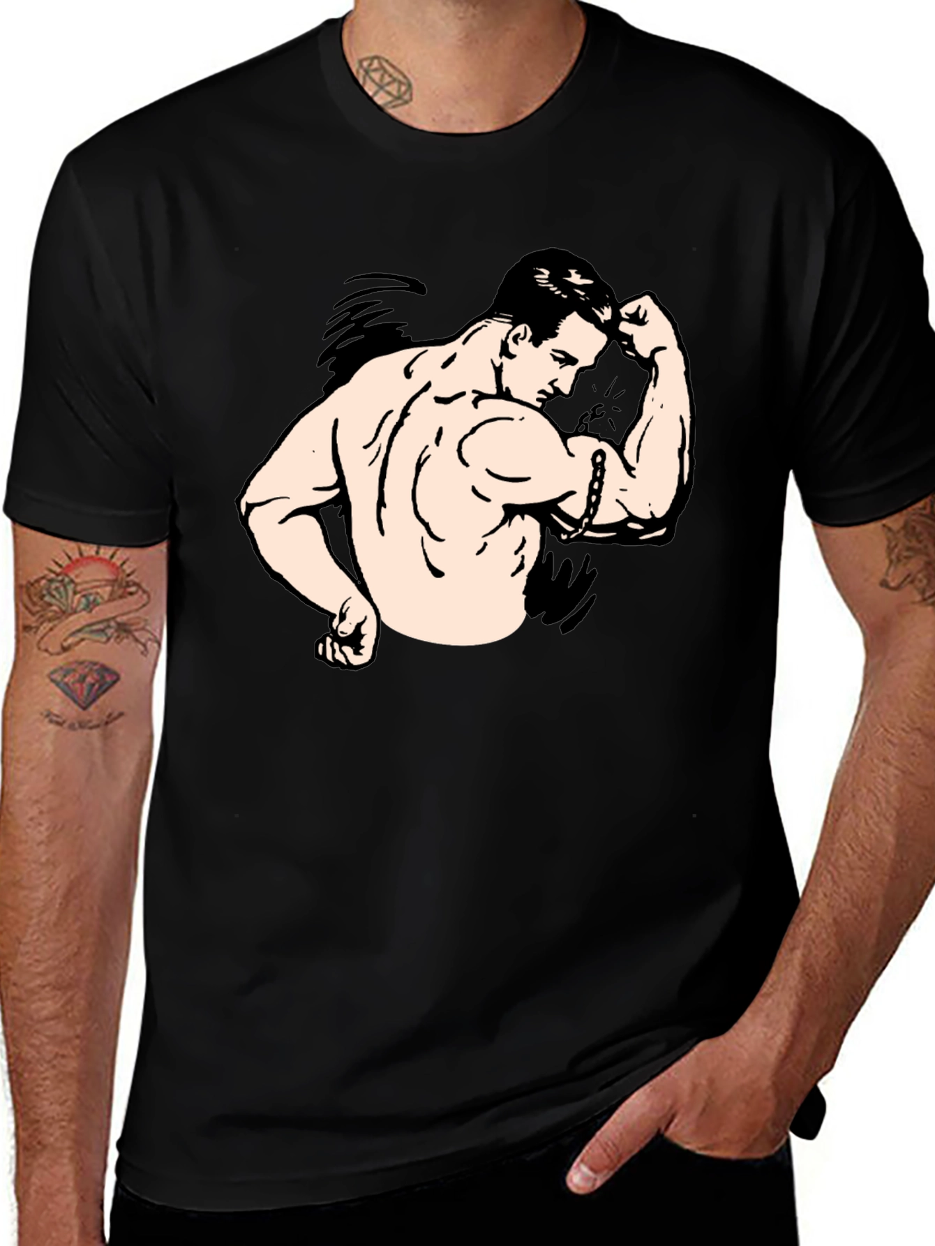 Variant 18 of Muscle Man Graphic Tee - Black Short Sleeve