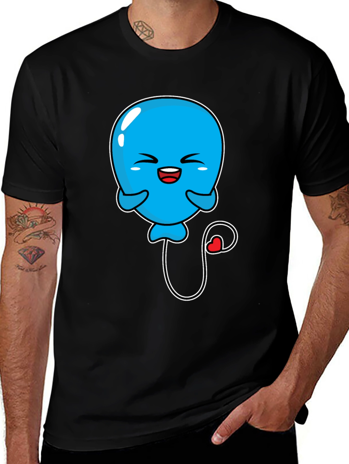 Variant 19 of Cute Kawaii Blue Balloon Graphic T-Shirt