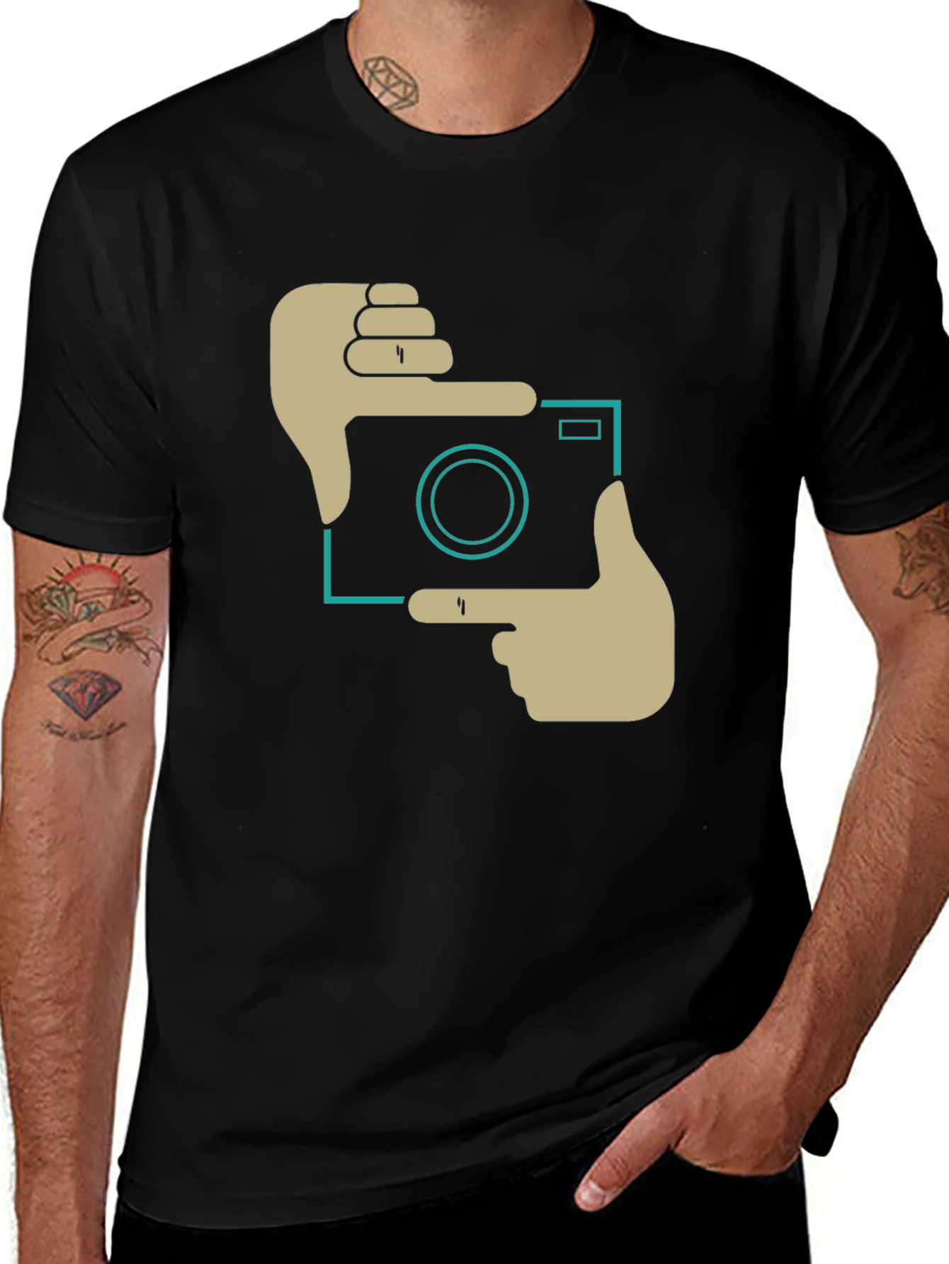 Variant 26 of Trendy Camera Frame Graphic Black T-Shirt