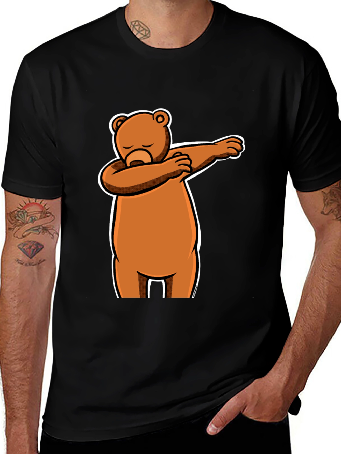 Variant 3 of Dabbing Bear Black T-Shirt - Fun Cartoon Graphic Tee