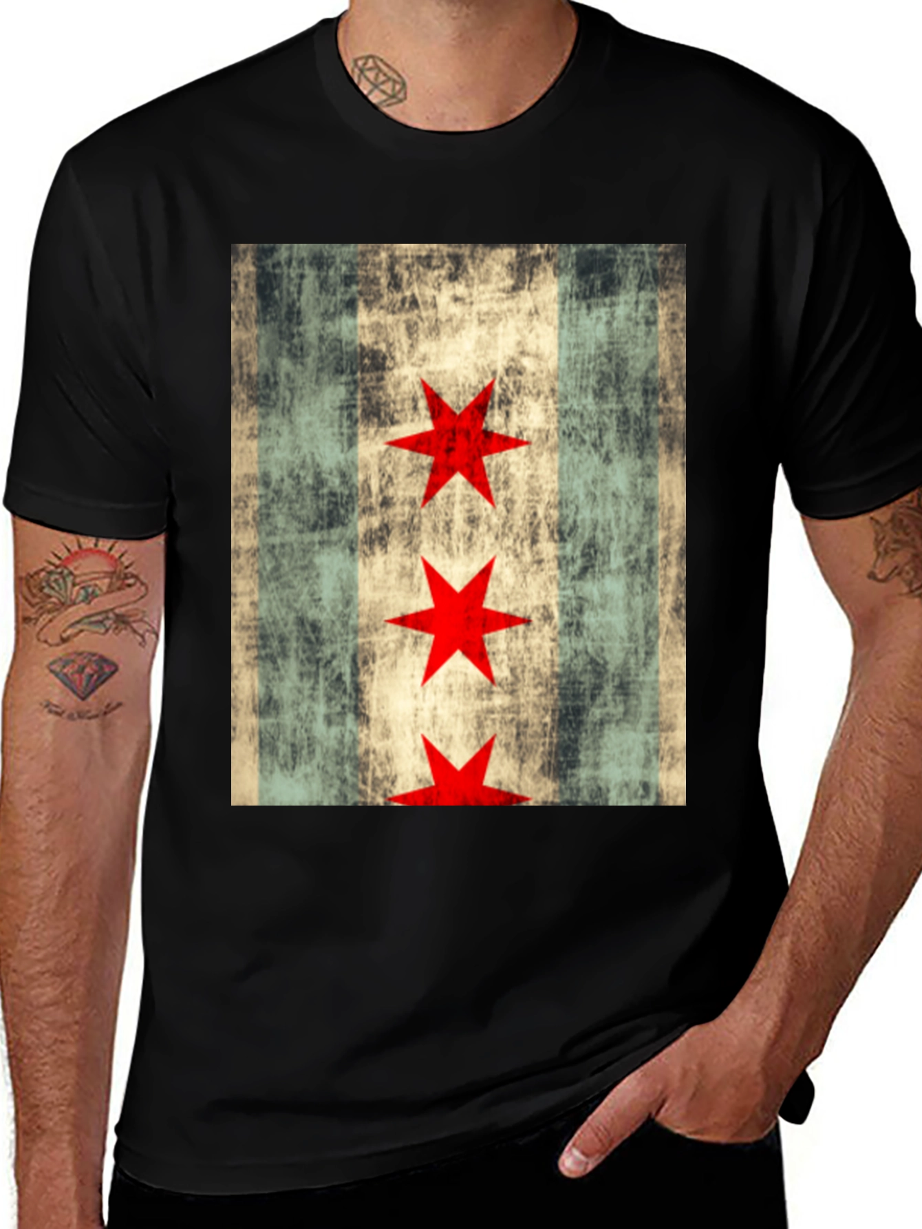 Chicago Flag Graphic Tee - Vintage Style