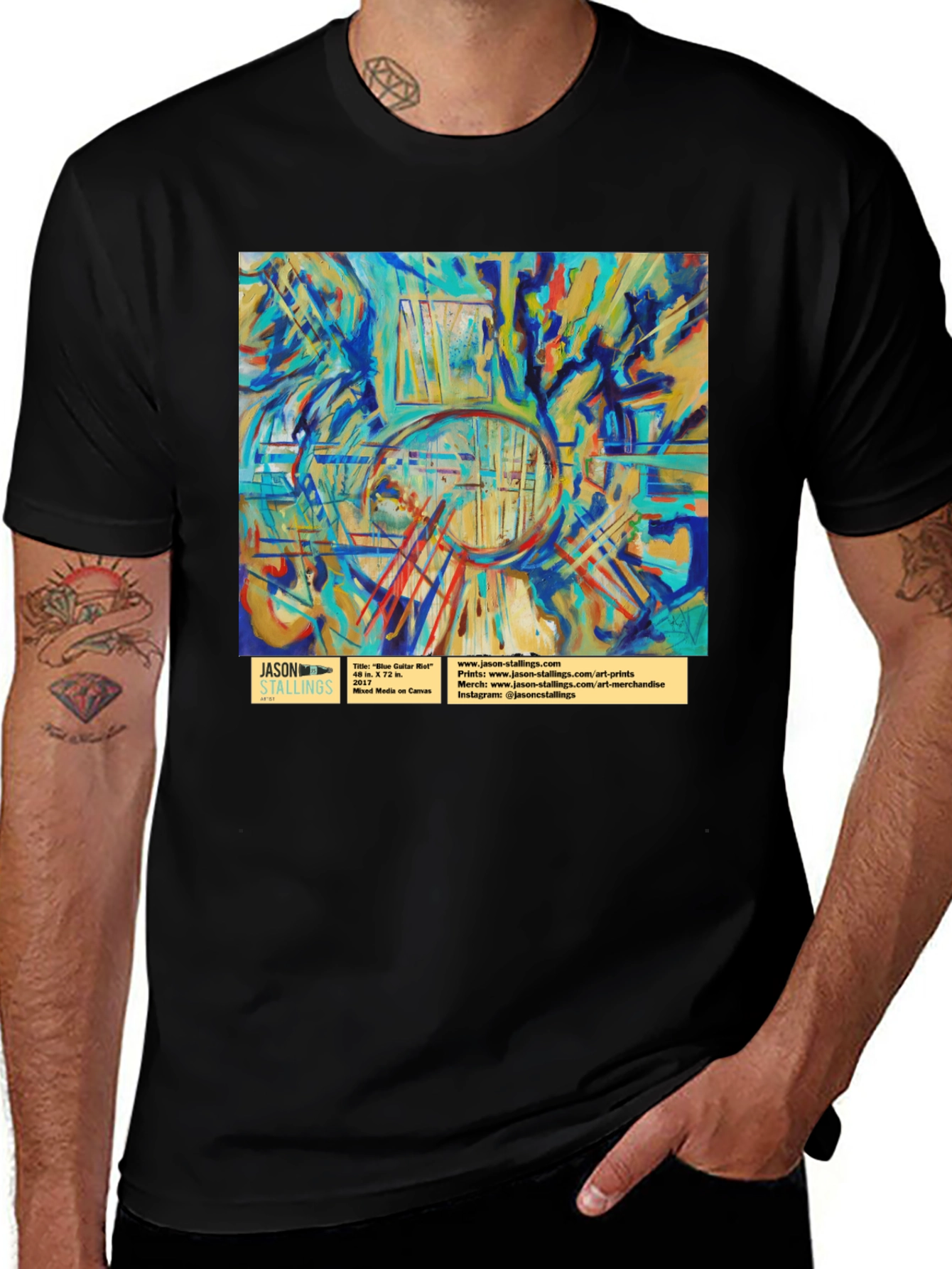 Variant 19 of Abstract Art T-Shirt: "Blue Color Hall"