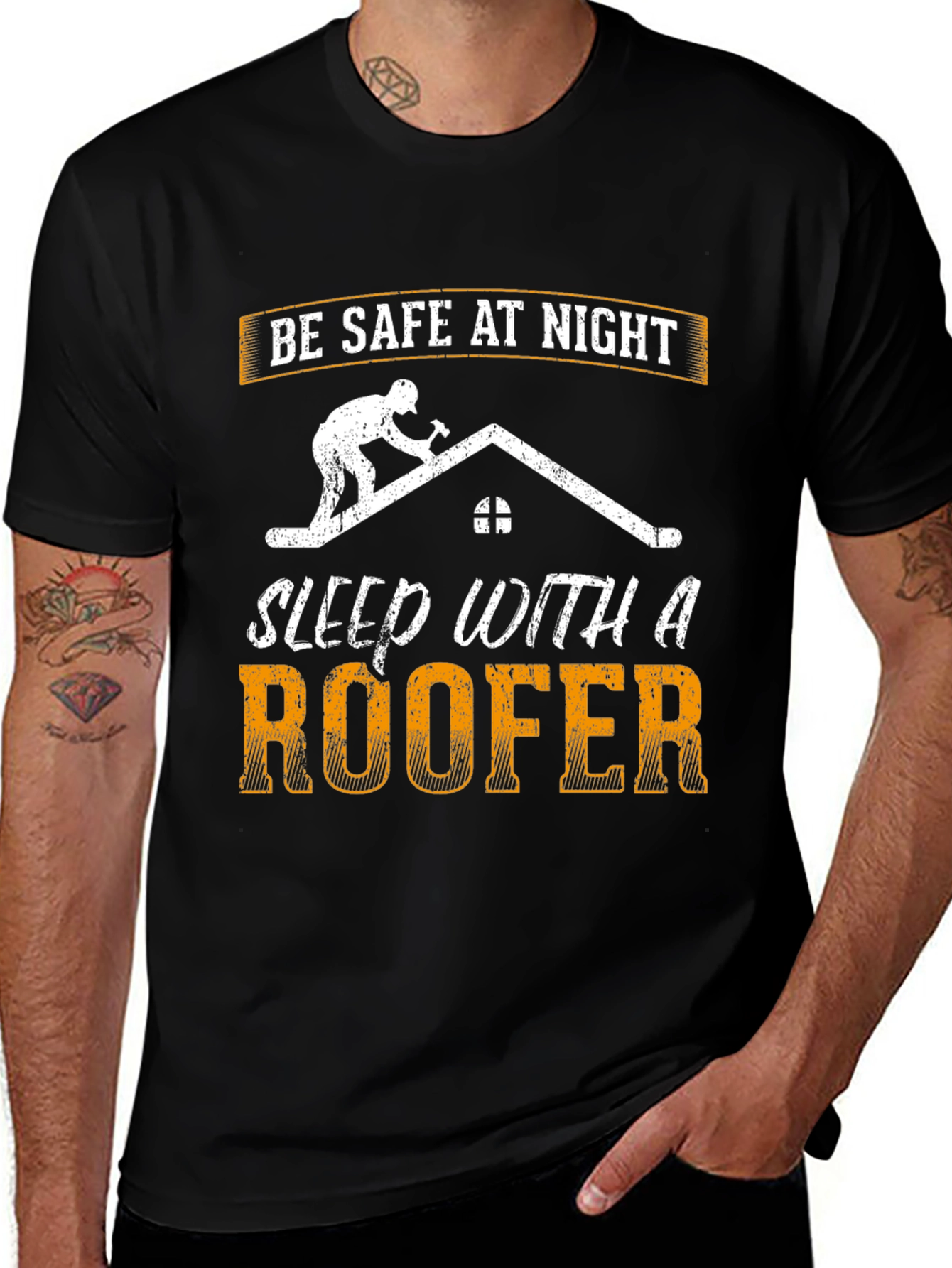 Variant 16 of Be Safe at Night Roofer Graphic T-Shirt