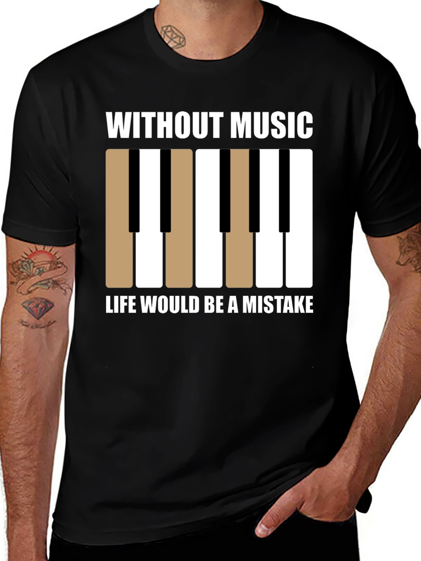 Variant 25 of Without Music T-Shirt - Piano Keys Design
