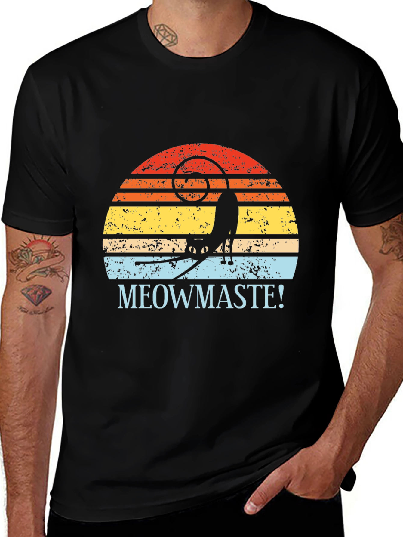 Variant 17 of Meowmaste T-Shirt - Yoga Cat Sunset Tee
