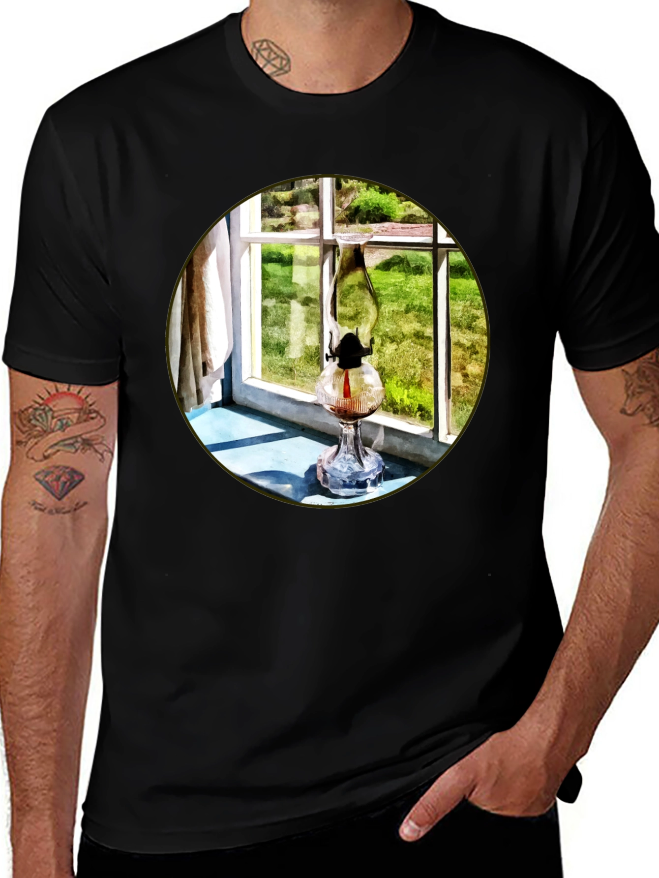 Variant 21 of Vintage Oil Lamp T-Shirt - Black