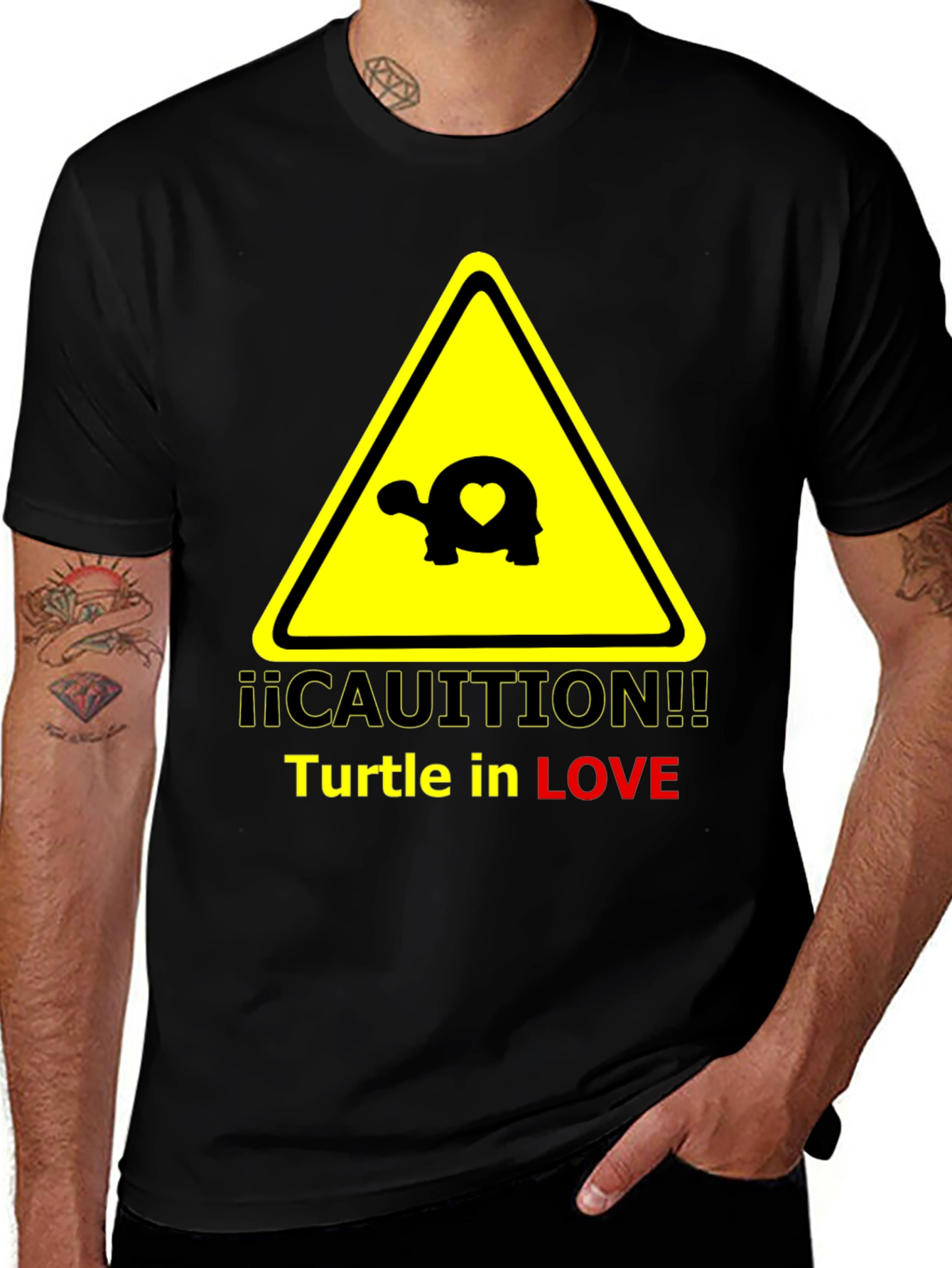 Variant 14 of Caution Turtle in Love Graphic T-Shirt