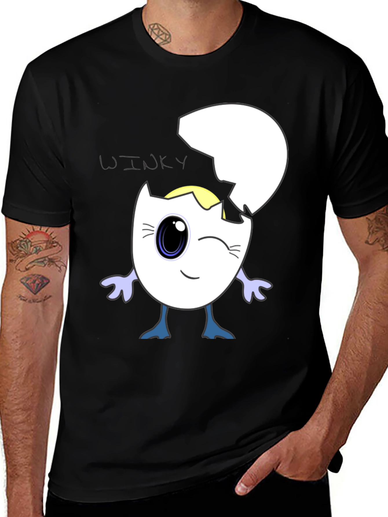 Variant 2 of Winky Egg Graphic T-Shirt - Unique Cartoon Design