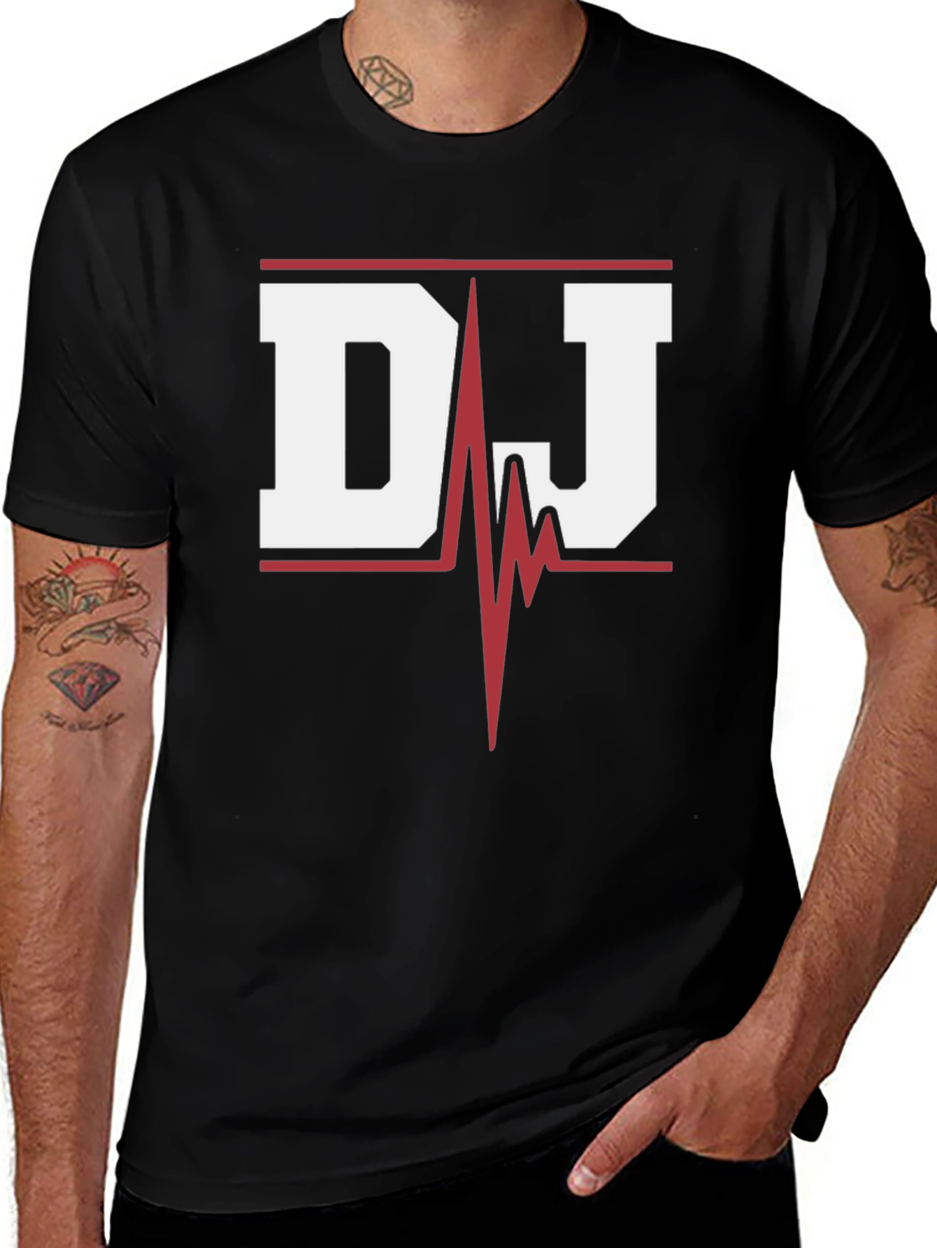 Variant 11 of DJ Heartbeat Graphic Tee - Black