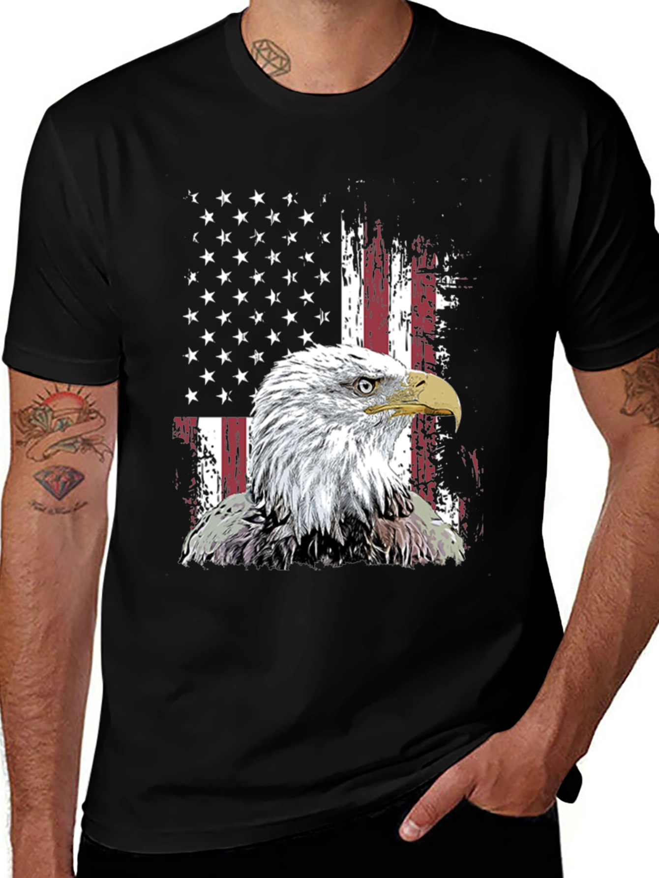 Black Patriotic Eagle USA Flag Graphic Tee main image