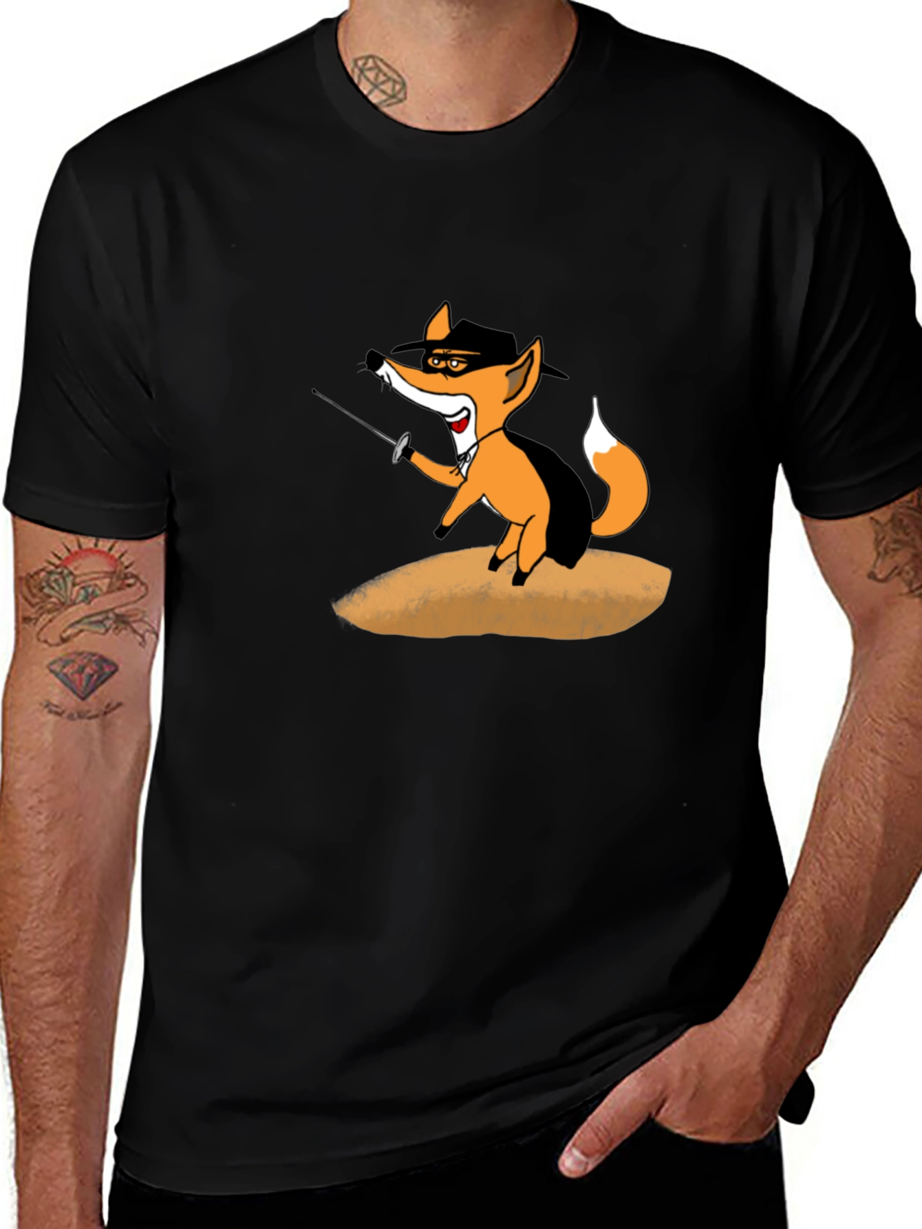 Variant 15 of Fencing Fox Graphic Tee - Black Cotton T-Shirt
