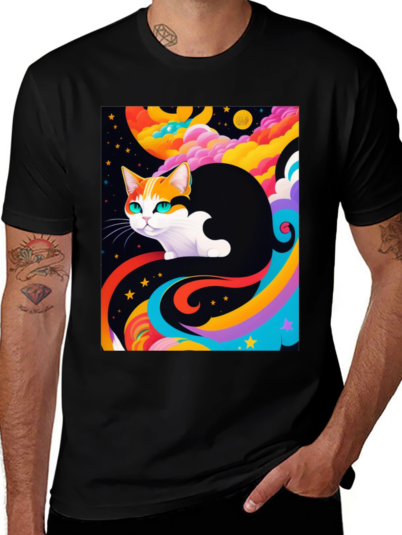 Variant 20 of Cosmic Cat T-Shirt - Whimsical Design