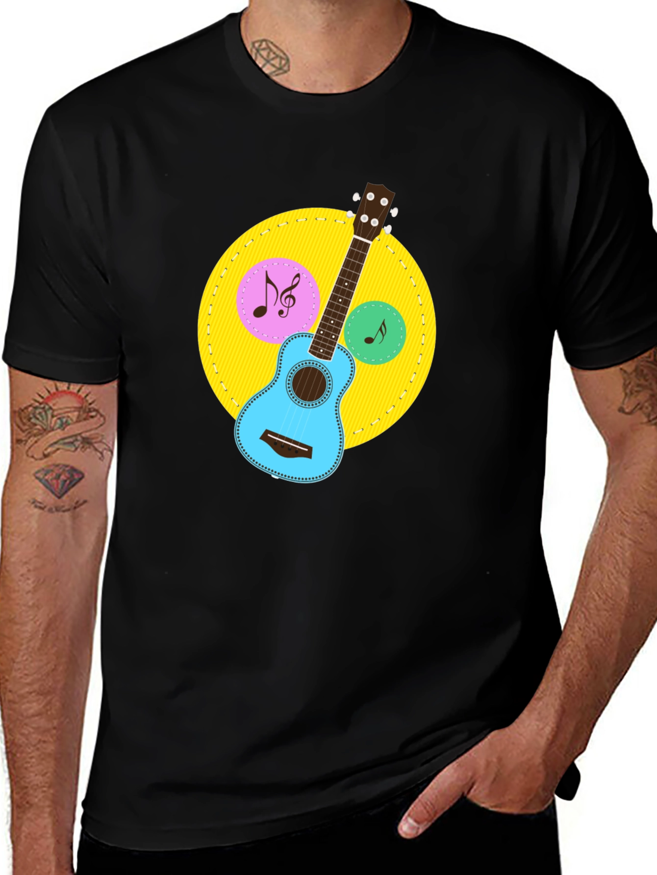 Variant 4 of Musical Ukulele Graphic T-Shirt - Black
