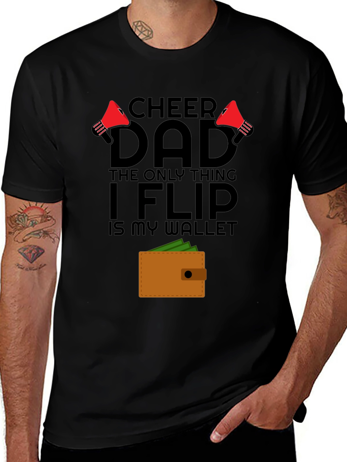 Cheer Dad Wallet Flip Graphic T-Shirt