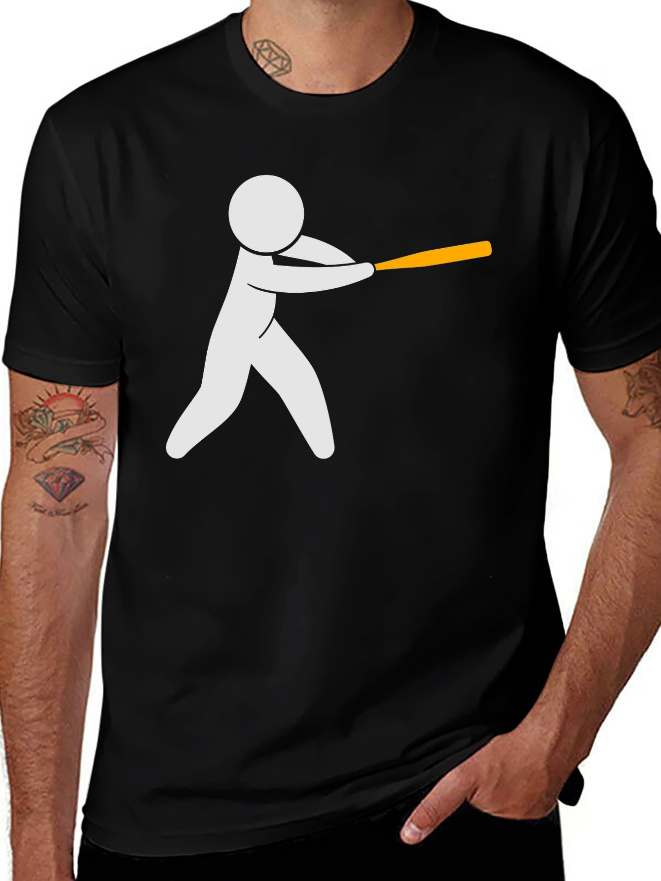 Variant 2 of Batter Up! Stick Figure Baseball T-Shirt
