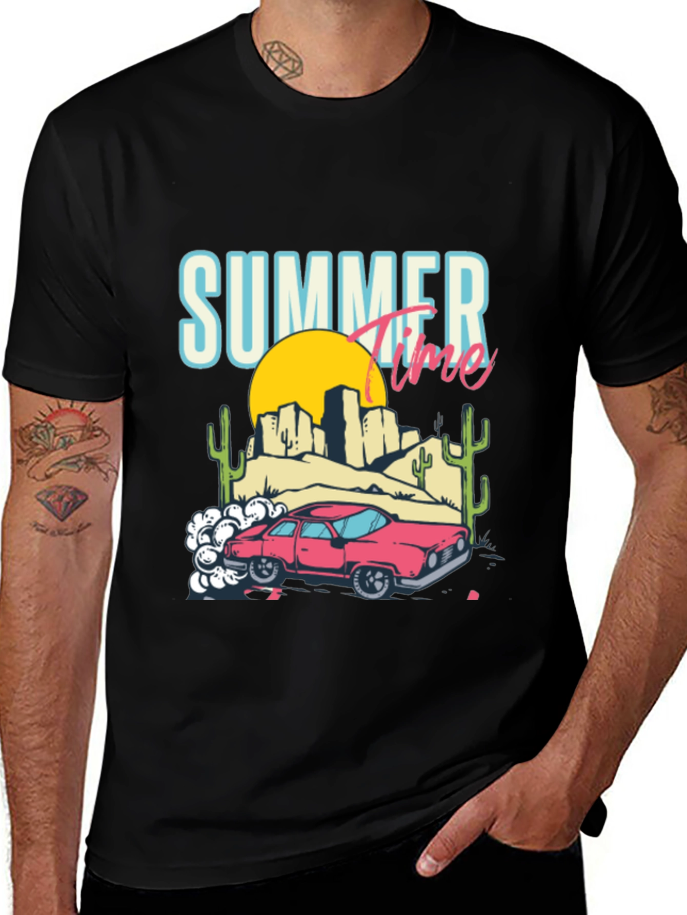 Variant 27 of Summer Time Car T-Shirt - Black Graphic Tee