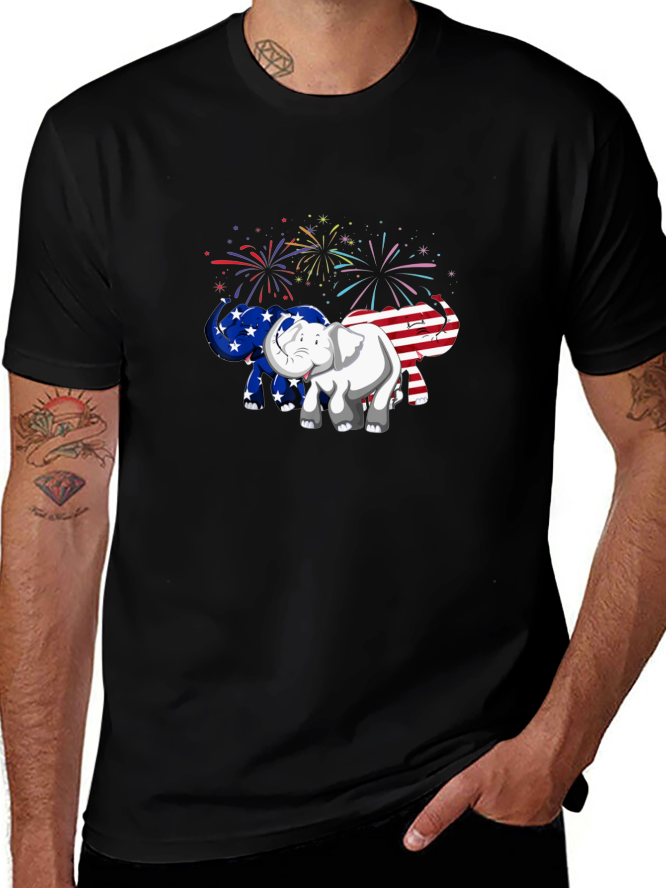 Variant 18 of Patriotic Elephant Graphic Tee - USA Pride