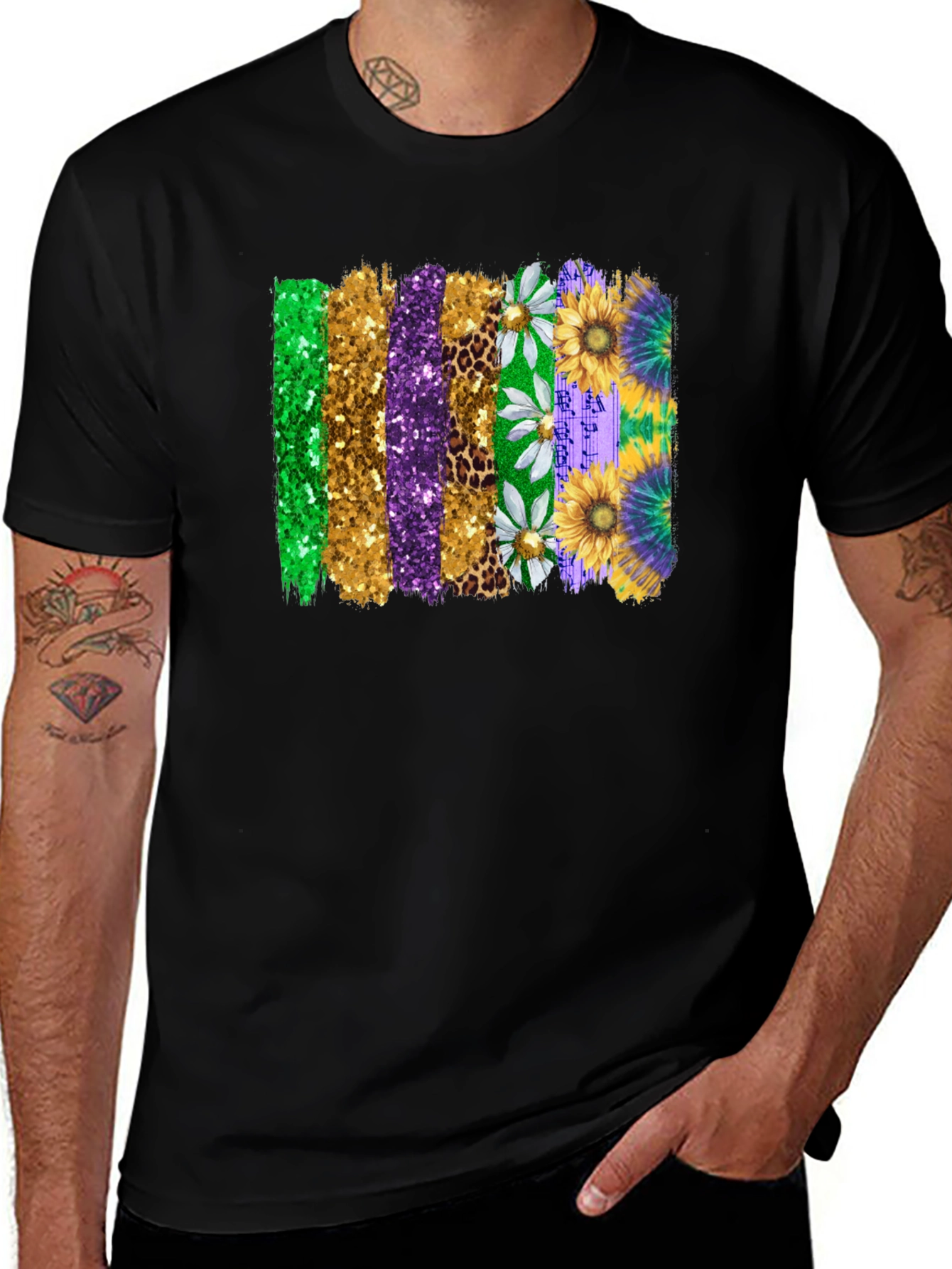 Mardi Gras Floral T-Shirt, Colorful Design